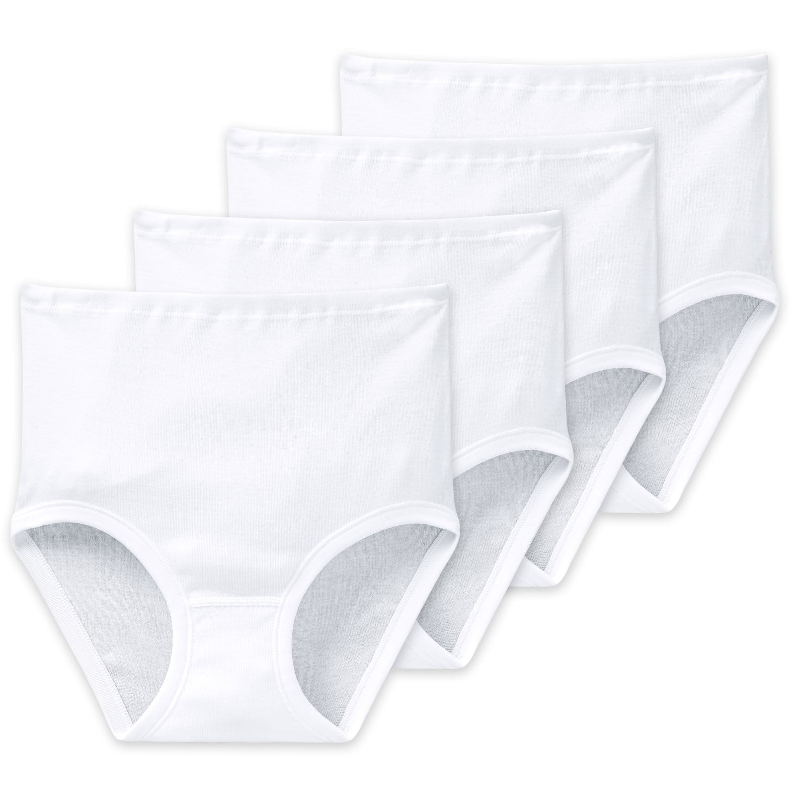 SCHIESSER Damen 4er Pack Taillenslips - Classic Essentials Maxi Slip Feinripp - Weiß