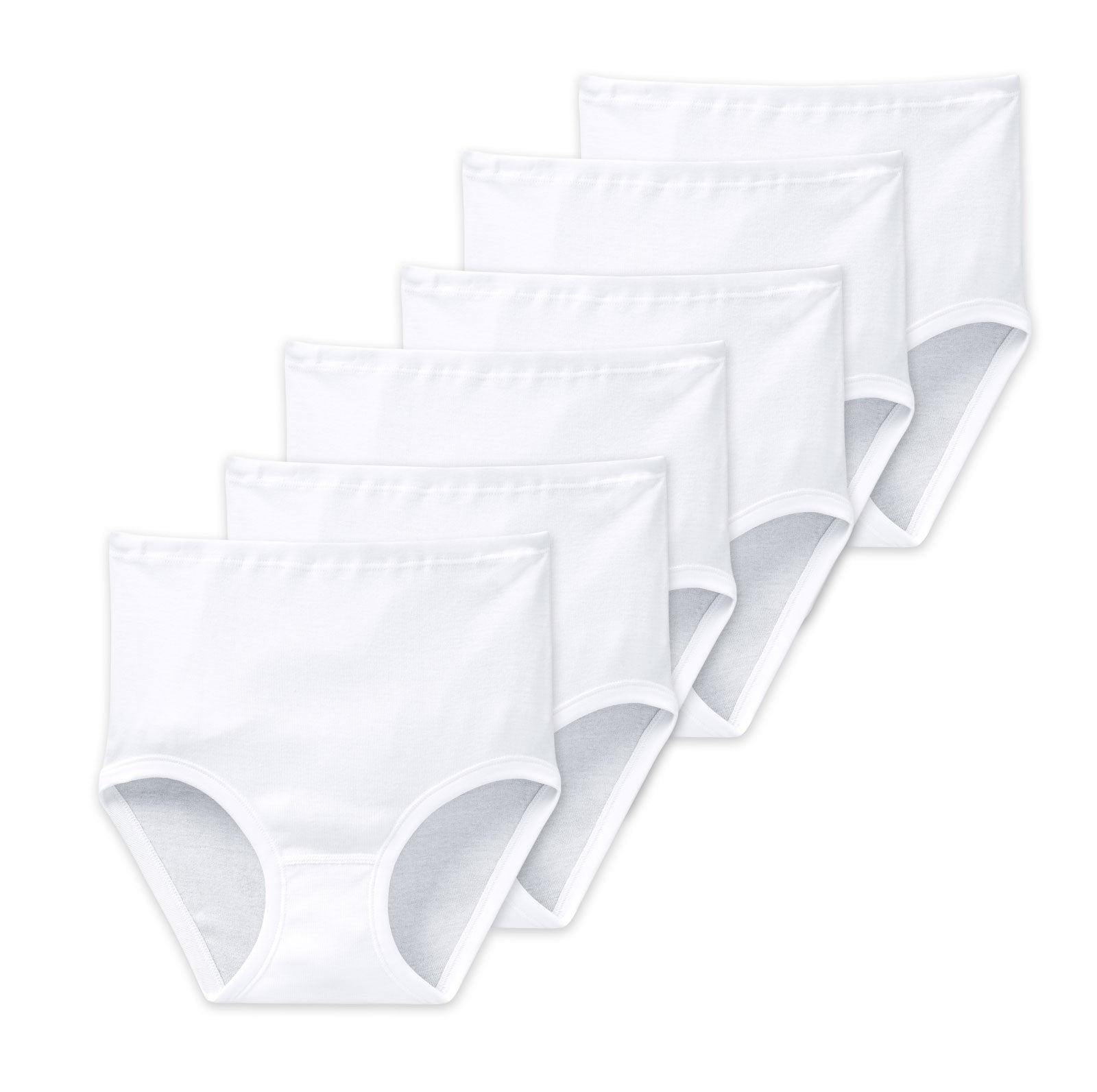 SCHIESSER Damen 6er Pack Taillenslips - Classic Essentials Maxi Slip Feinripp - Weiß
