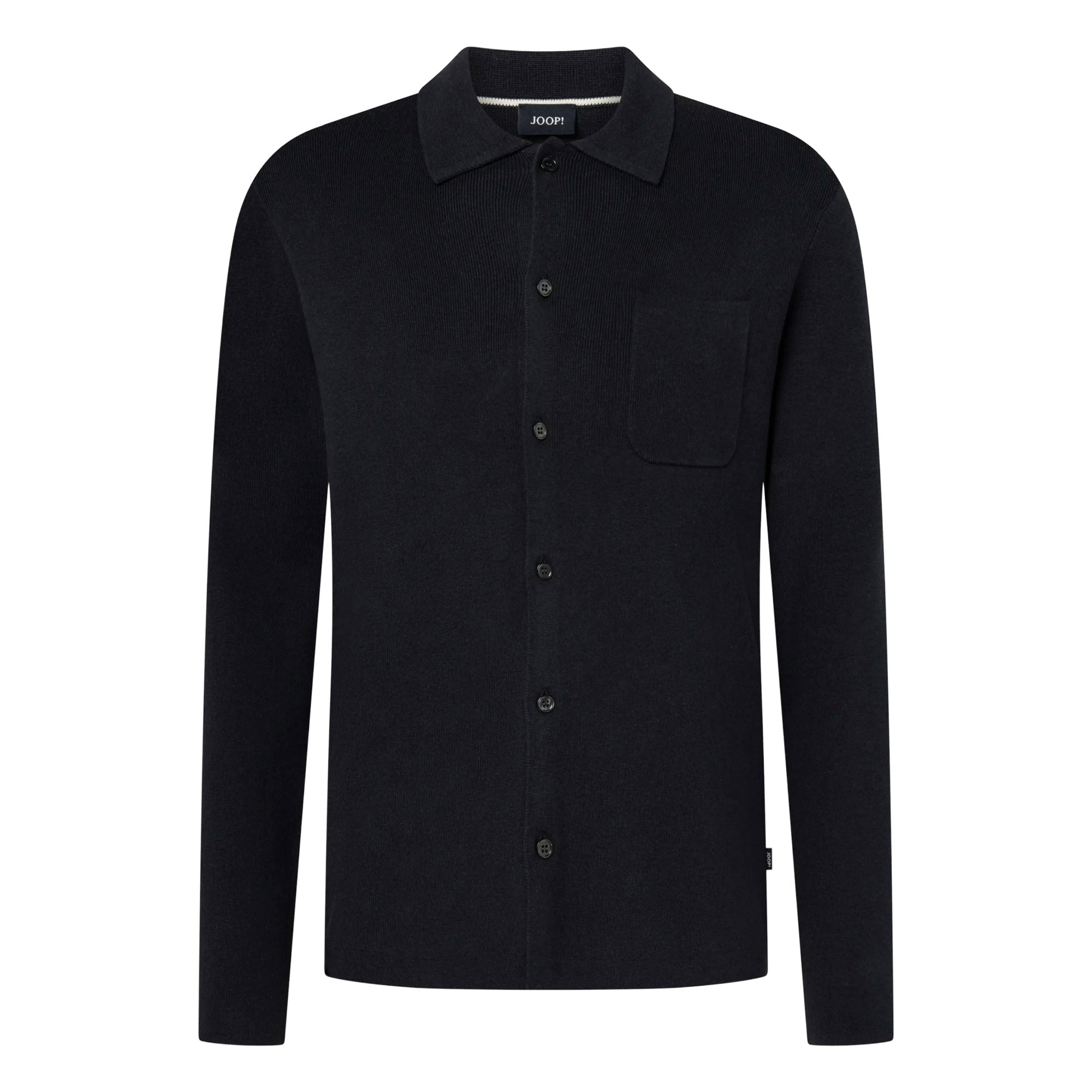 JOOP! Men's Knit Shirt - Aco, Button-Through, Cotton Blend, Chest Pocket, Solid Color