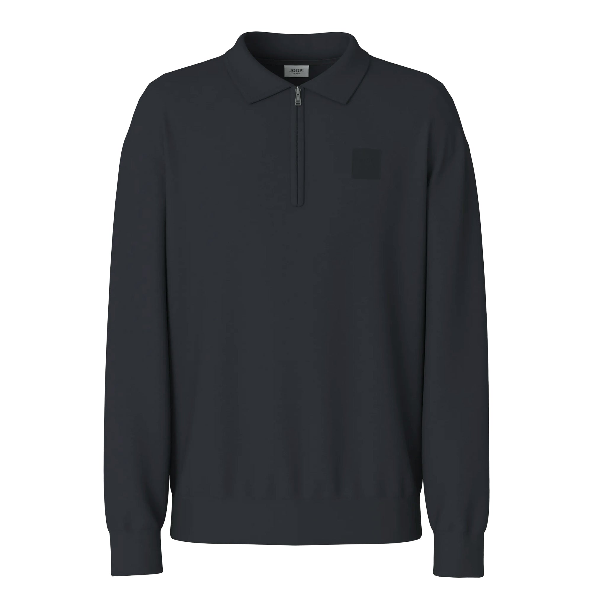 JOOP! JEANS Men Knitted Polo Shirt - Davon, Long Sleeves, Zip Fastening, Polo Collar, Plain Colour