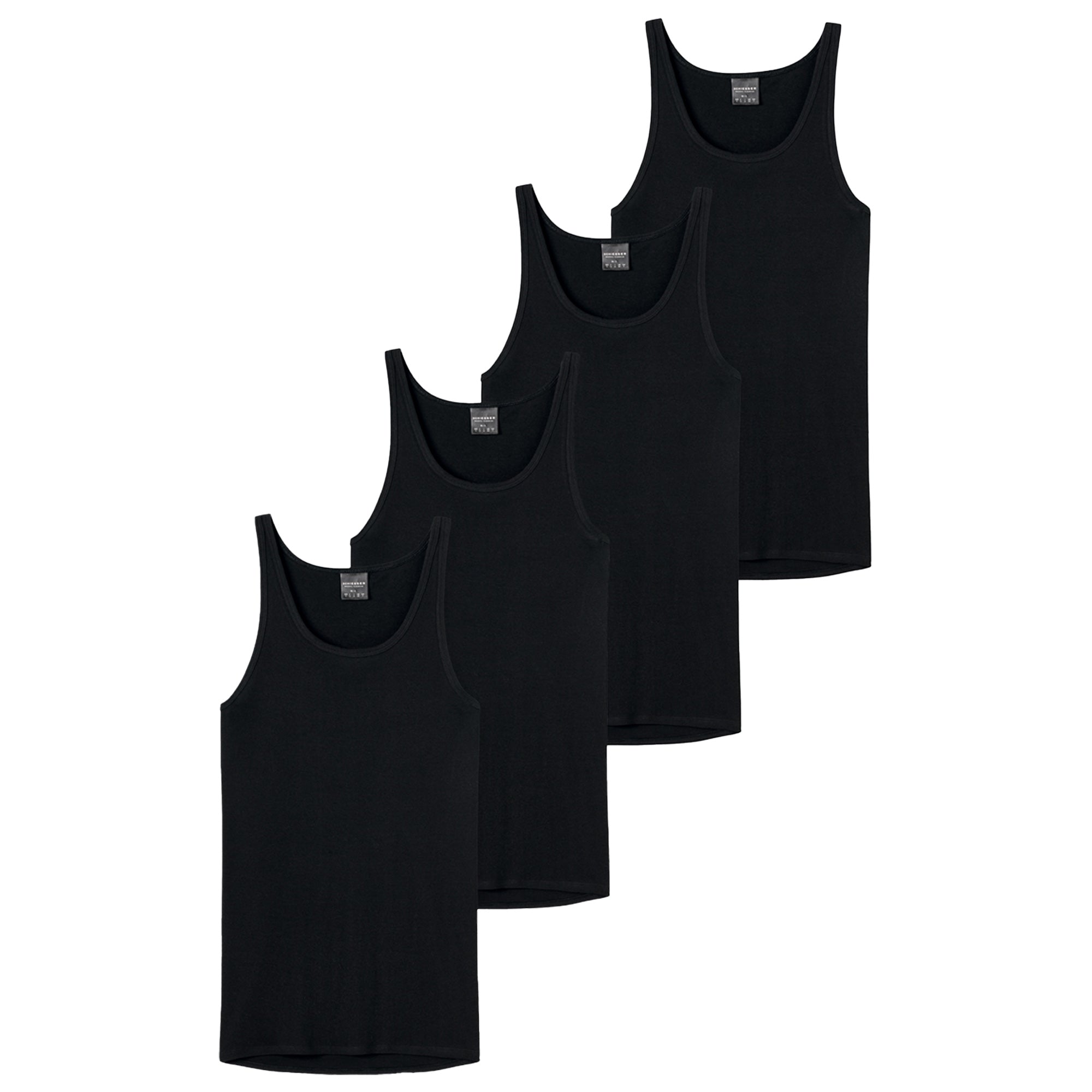 SCHIESSER Herren Unterhemd 4er Pack - Sport-Jacke, Original Feinripp