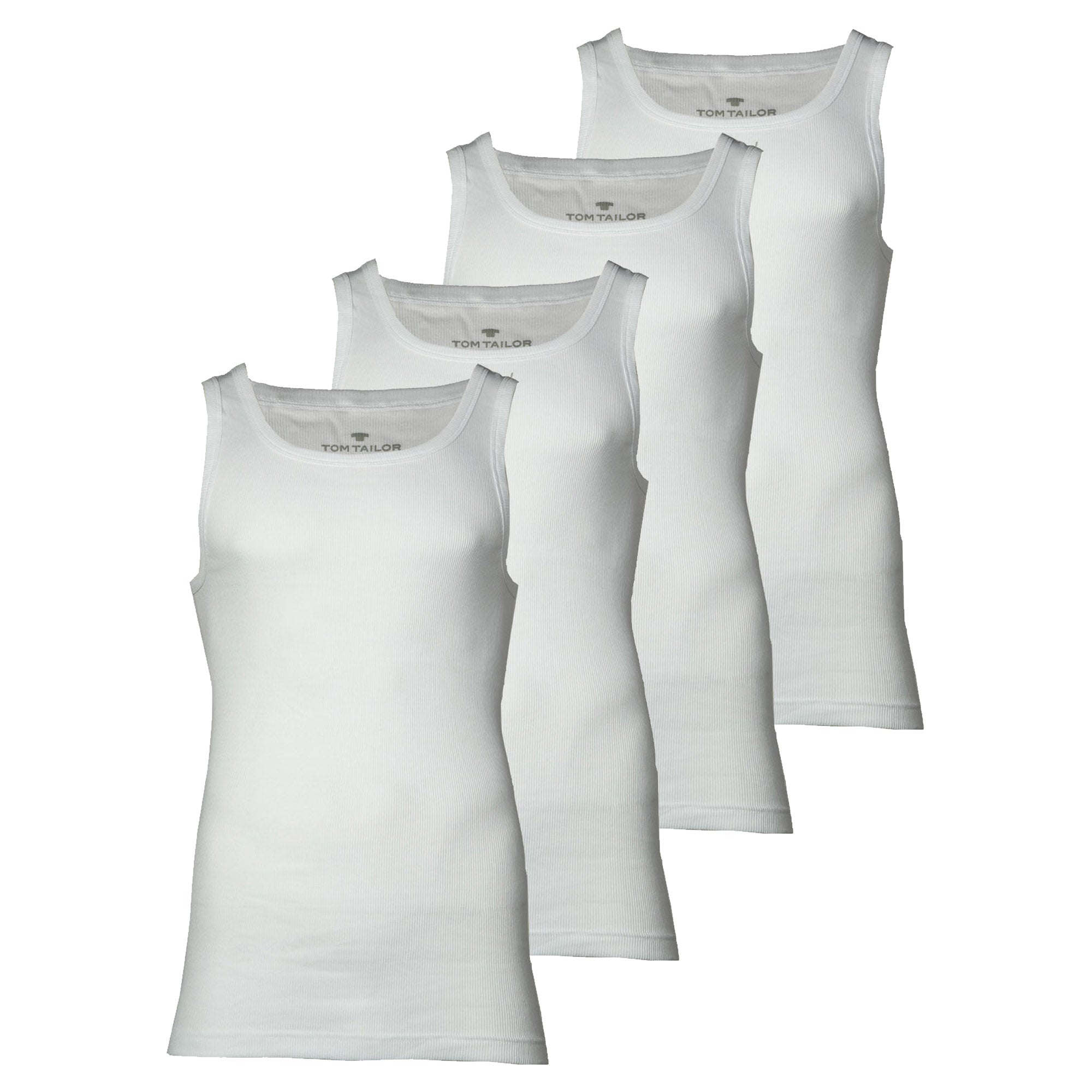 TOM TAILOR Herren Tanktop, 4er Pack - Unterhemd, Garron S, einfarbig
