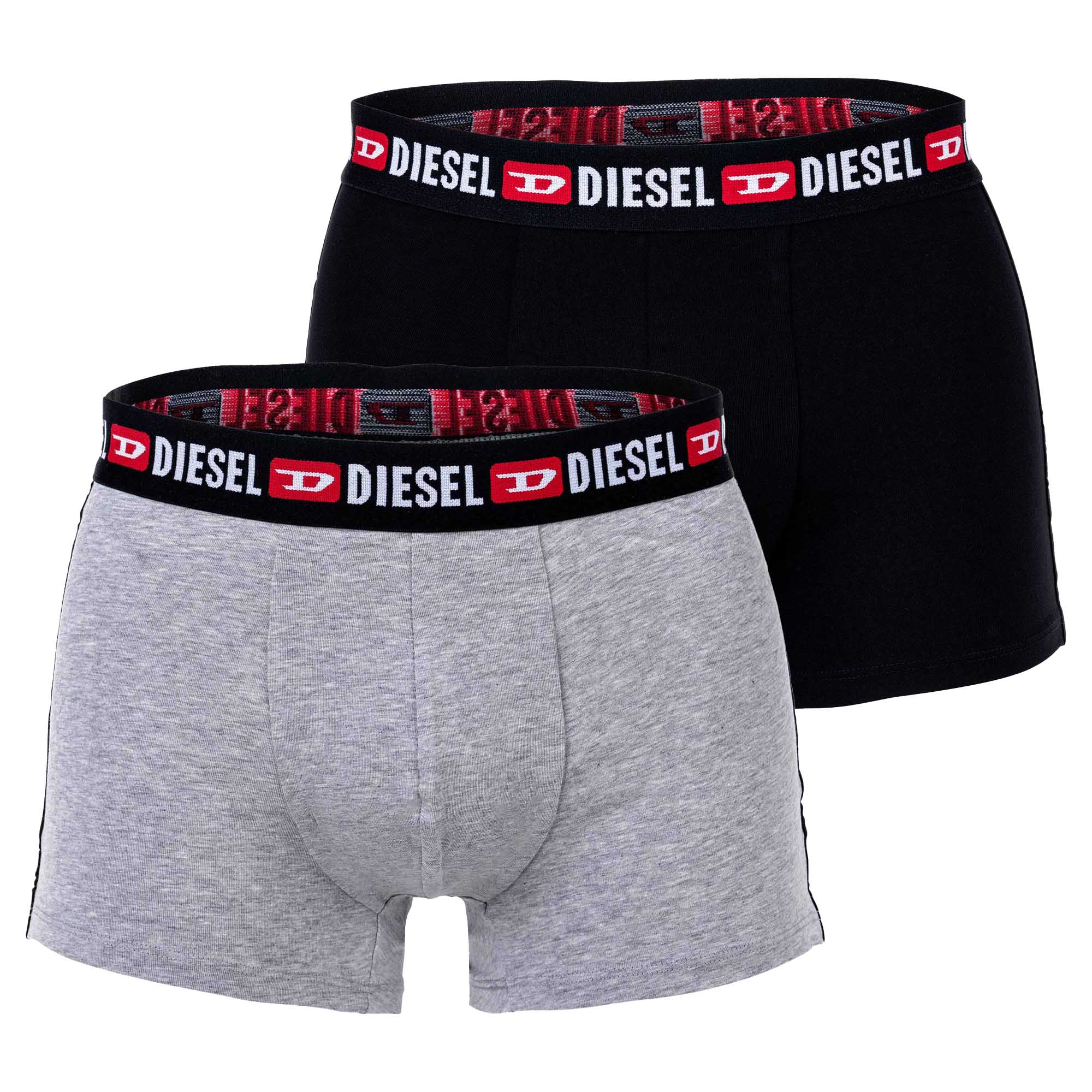 DIESEL Herren Boxershorts, 2er Pack - UMBX-SHAWN TWO PACK, Trunks, Logobund, Kontrast-Streifen, Cotton Stretch