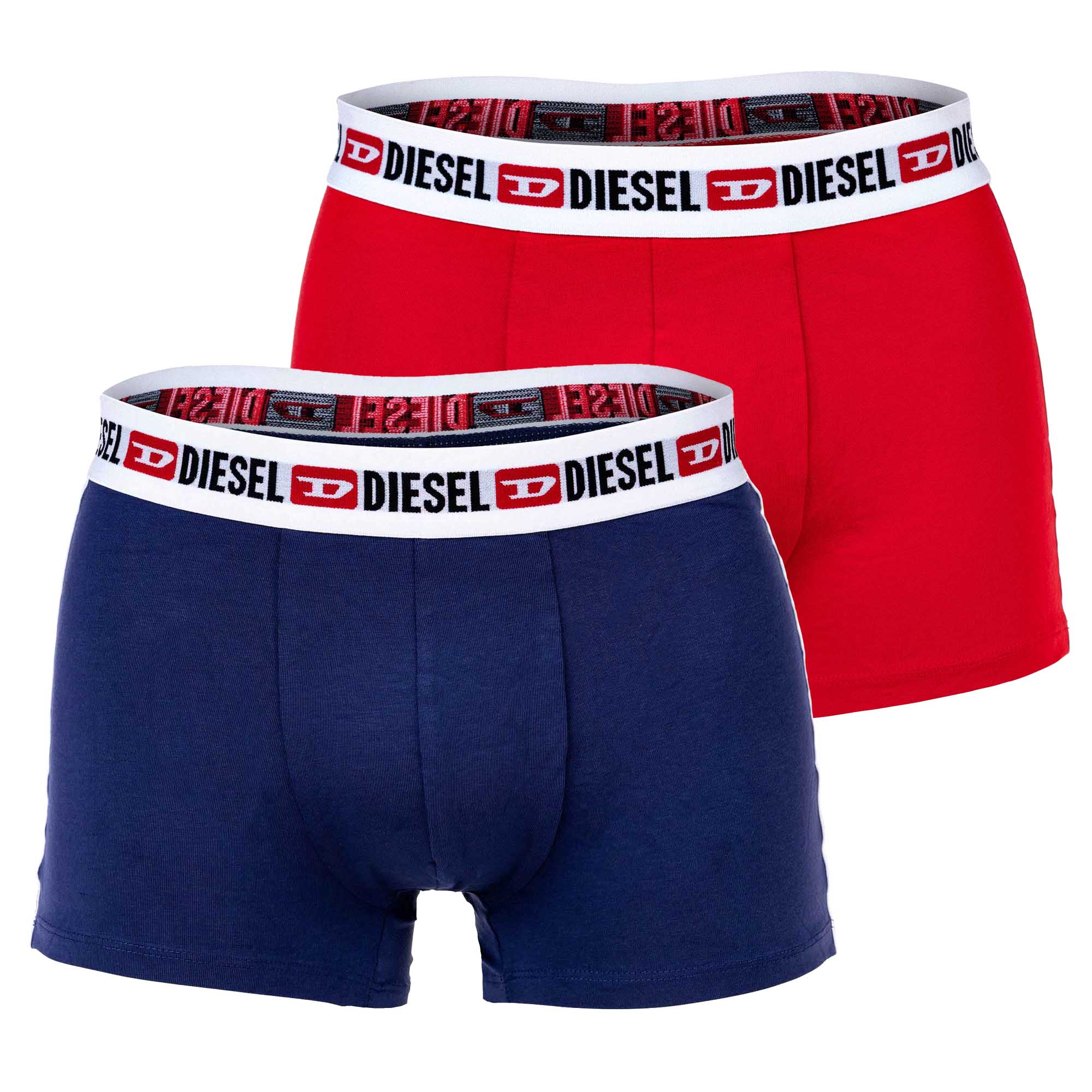 DIESEL Herren Boxershorts, 2er Pack - UMBX-SHAWN TWO PACK, Trunks, Logobund, Kontrast-Streifen, Cotton Stretch