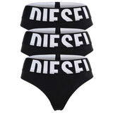 DIESEL Women Thongs, 3-pack - UFST-STARS-THREEPACK, Large Logo, Stretch Cotton, Plain