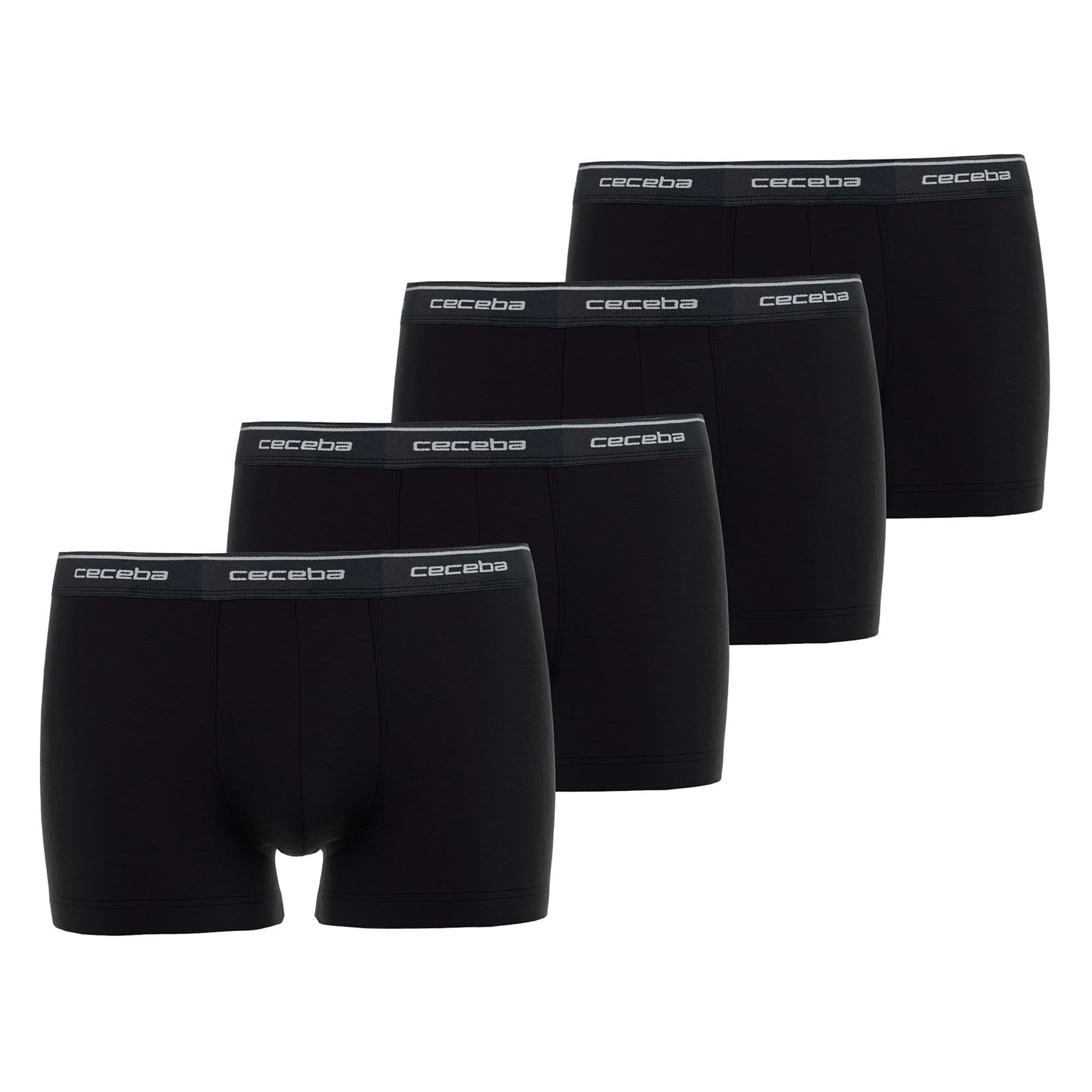 CECEBA Herren Boxershorts, 4er Pack - Monza, Unterwäsche, Logo, einfarbig