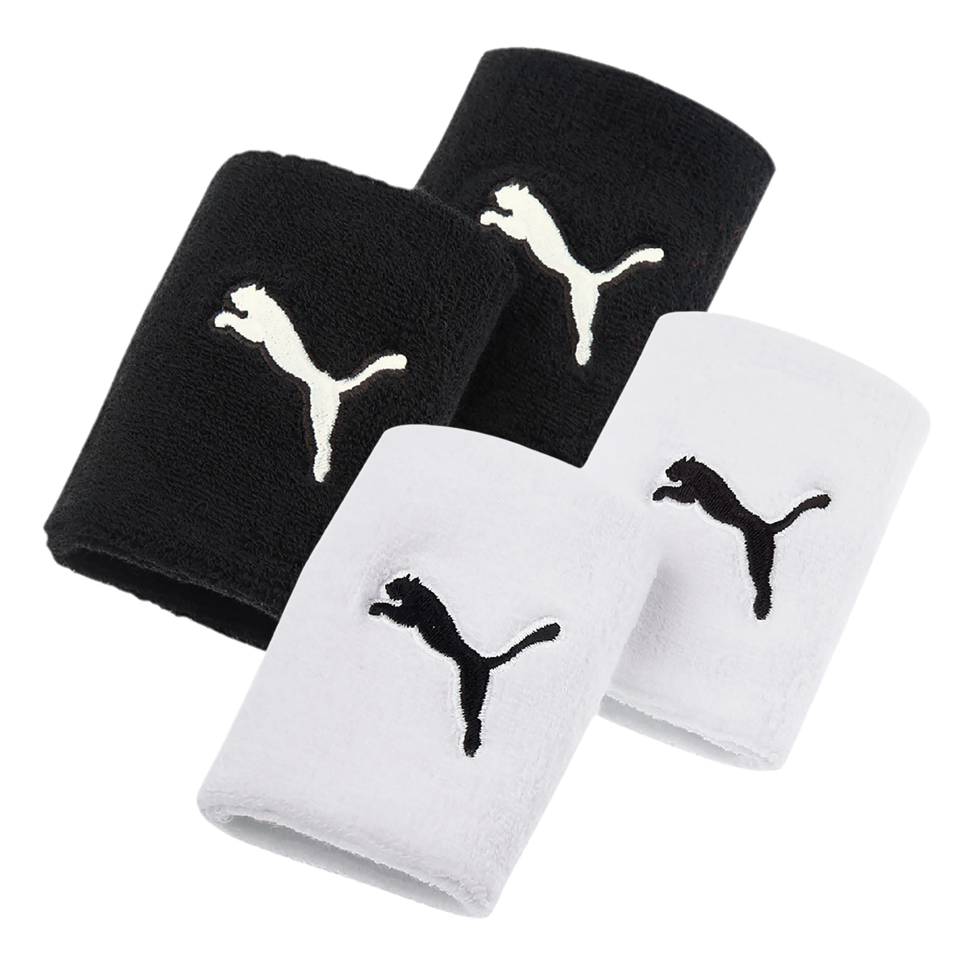 PUMA Unisex Wristband long Pack of 4 - Sweatband, Running & Training, Puma Logo