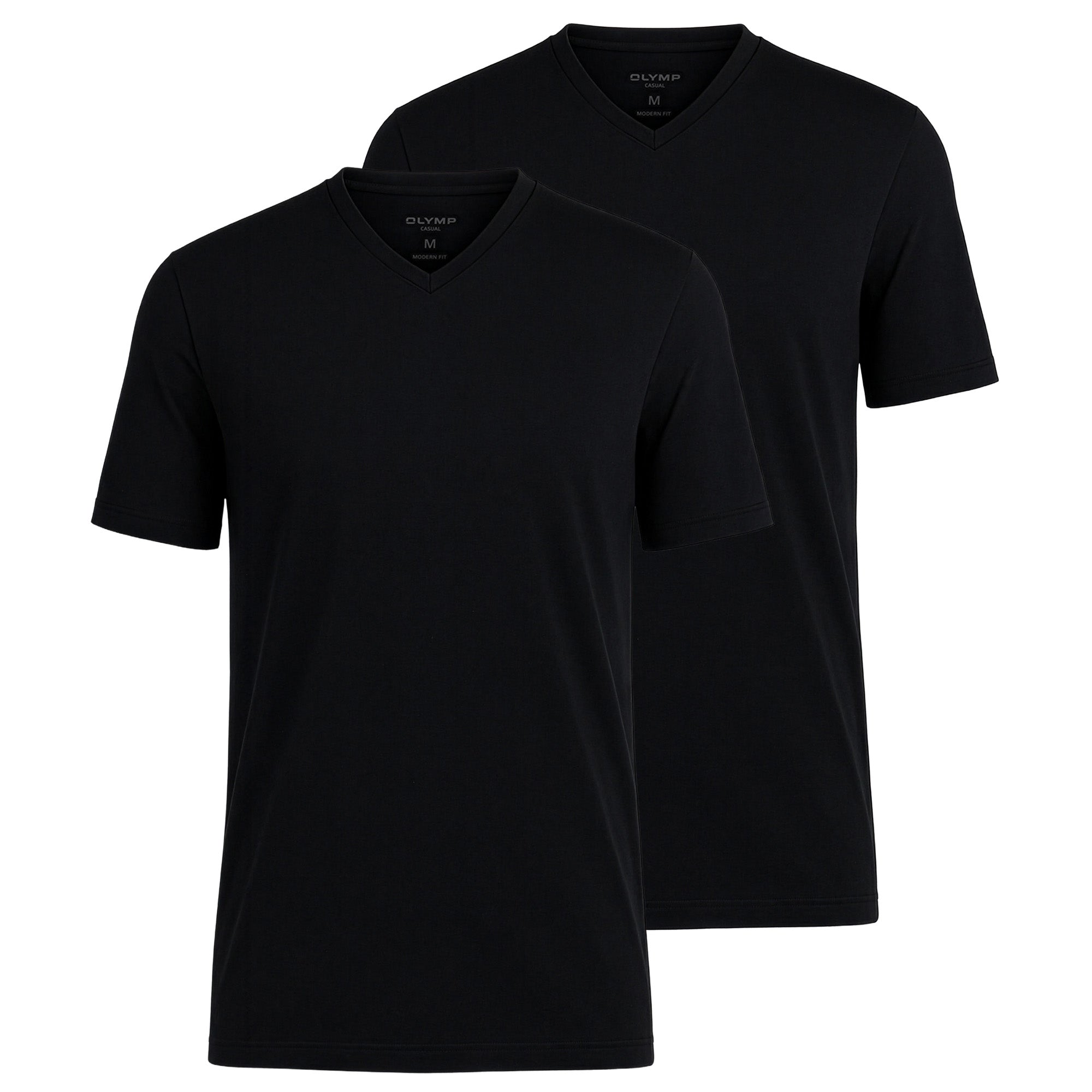 OLYMP Herren T-Shirts, V-Neck, 2er Pack - Bodywear, Modern Fit, Baumwolle