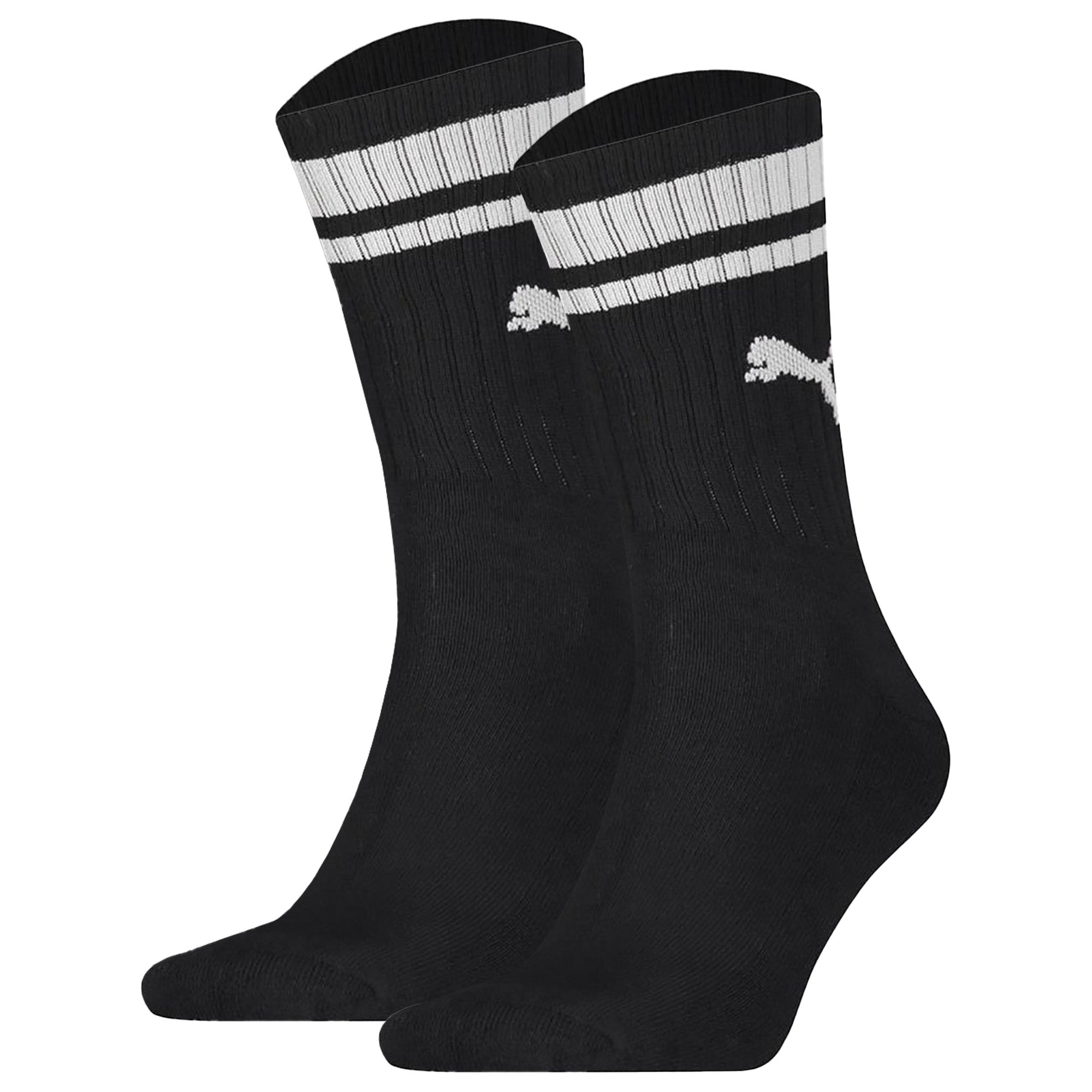 PUMA Unisex Sport-Socken, 2er Pack - Crew Heritage, Tennis, Frottee-Sohle, Streifen