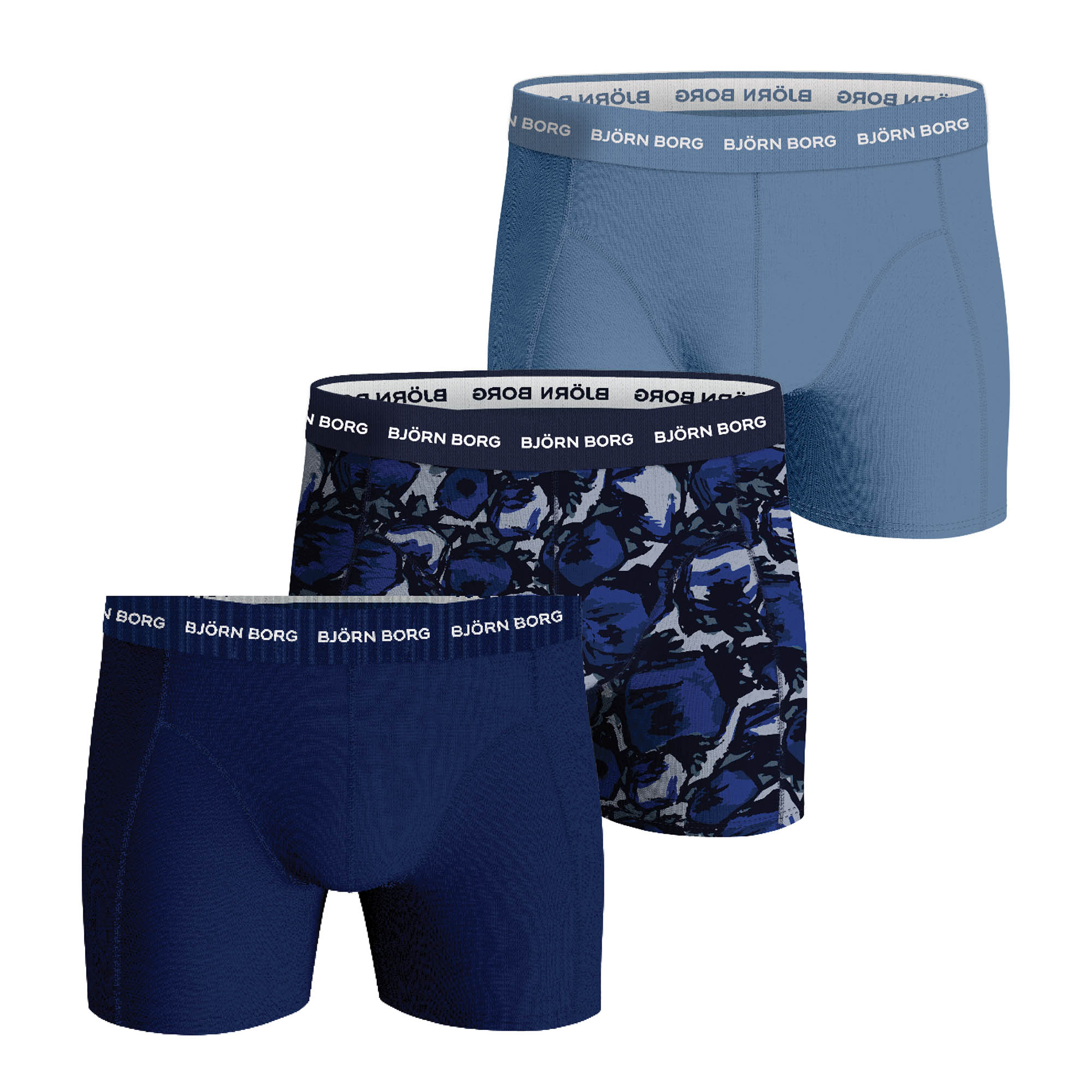 BJÖRN BORG Herren Boxershorts, 3er Pack - Cotton Stretch Boxer Trunks, Baumwolle, Logobund
