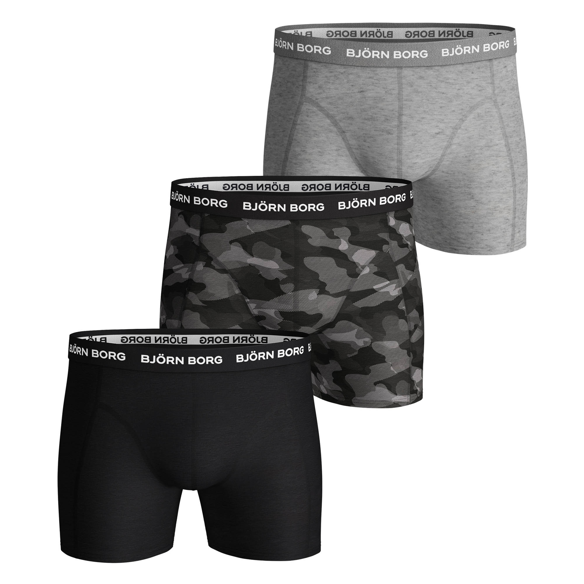 BJÖRN BORG Herren Boxershorts, 3er Pack - Cotton Stretch Boxer Trunks, Baumwolle, Logobund