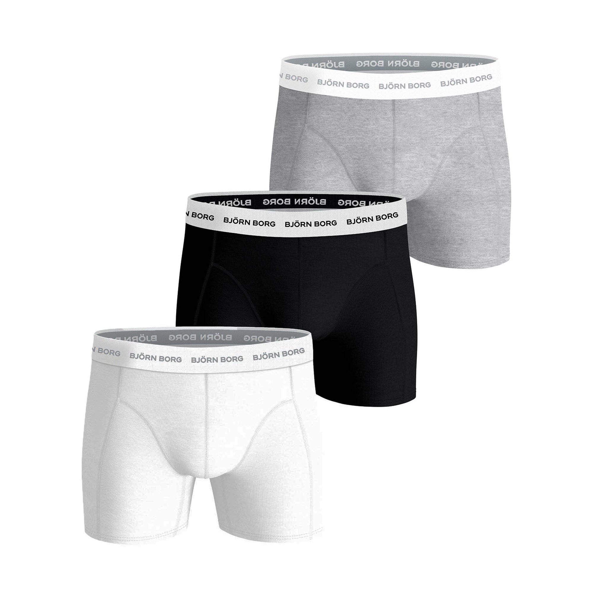BJÖRN BORG Herren Boxershorts, 3er Pack - Cotton Stretch Boxer Trunks, Baumwolle, Logobund