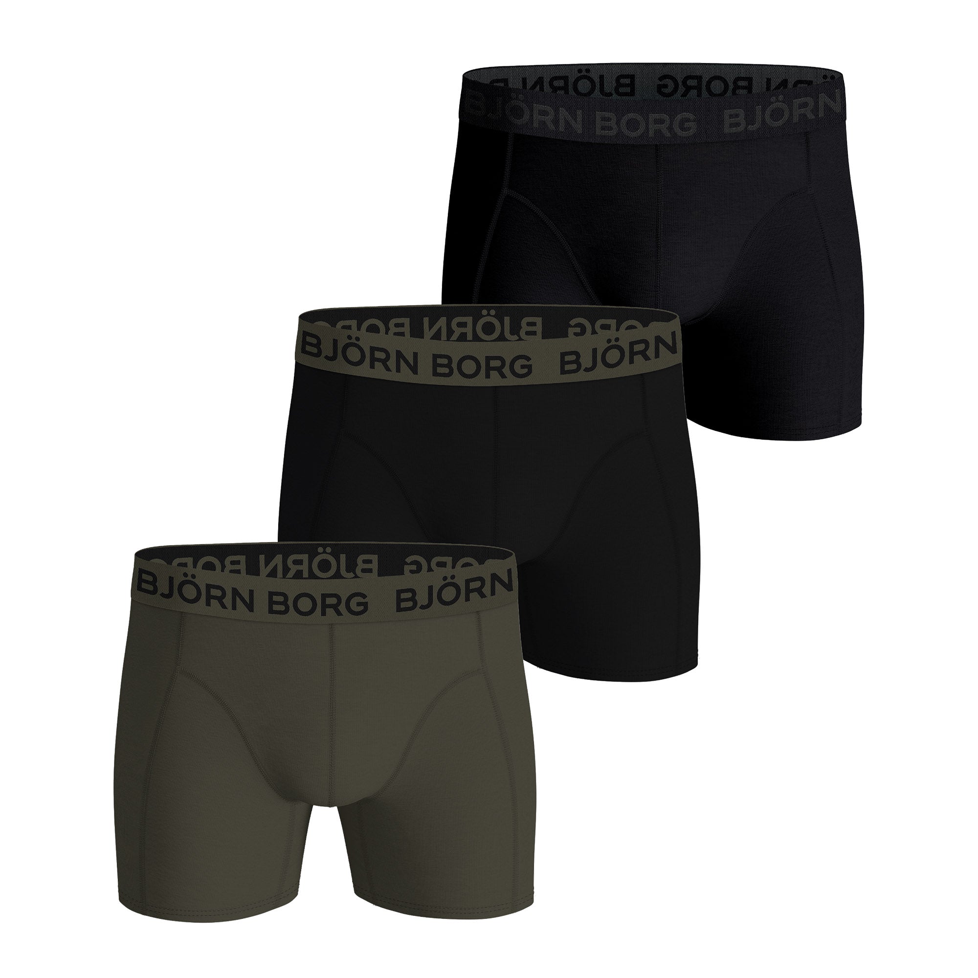 BJÖRN BORG Herren Boxershorts, 3er Pack - Cotton Stretch Trunks, Big Logo, Unterhose, Baumwolle