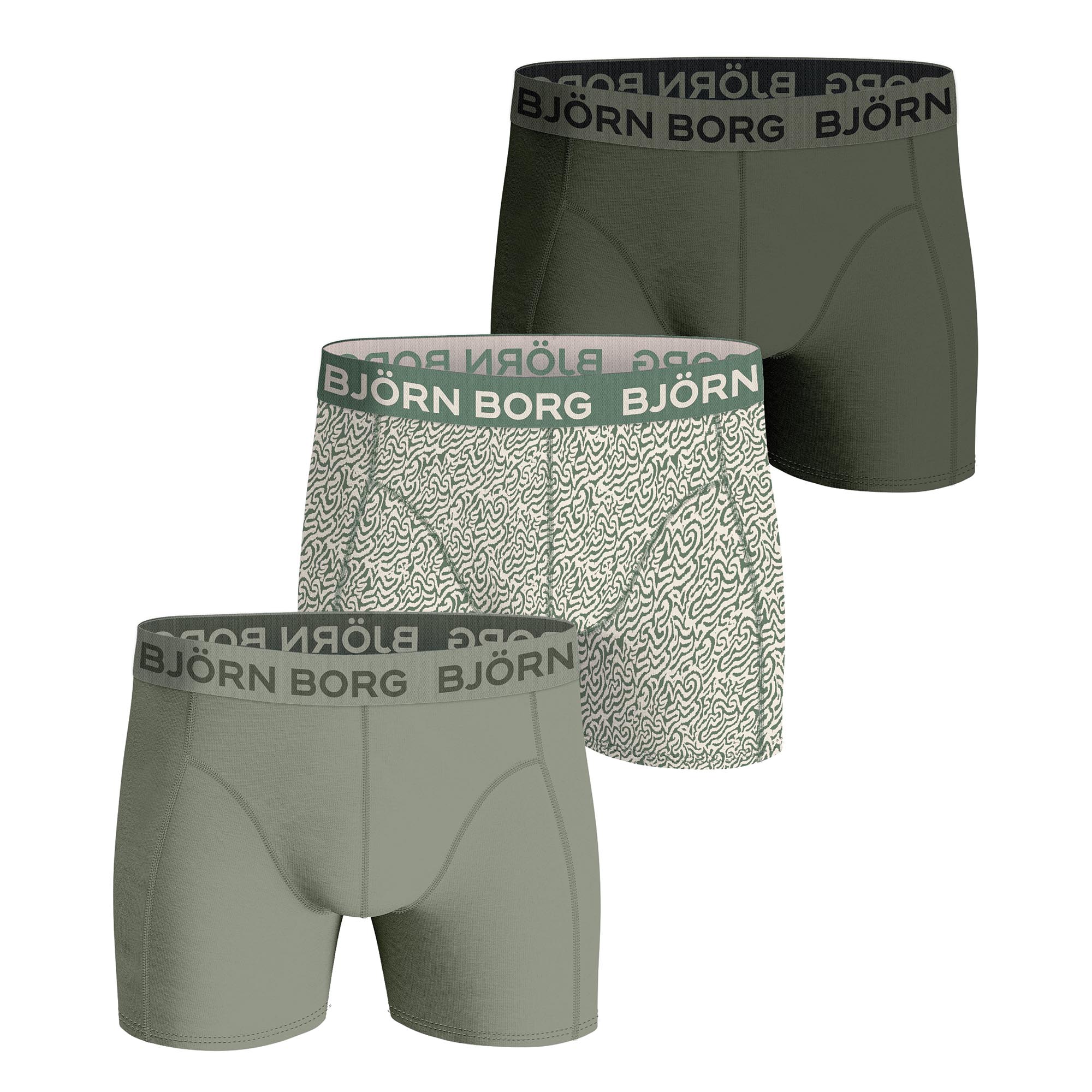 BJÖRN BORG Herren Boxershorts, 3er Pack - Cotton Stretch Trunks, Big Logo, Unterhose, Baumwolle
