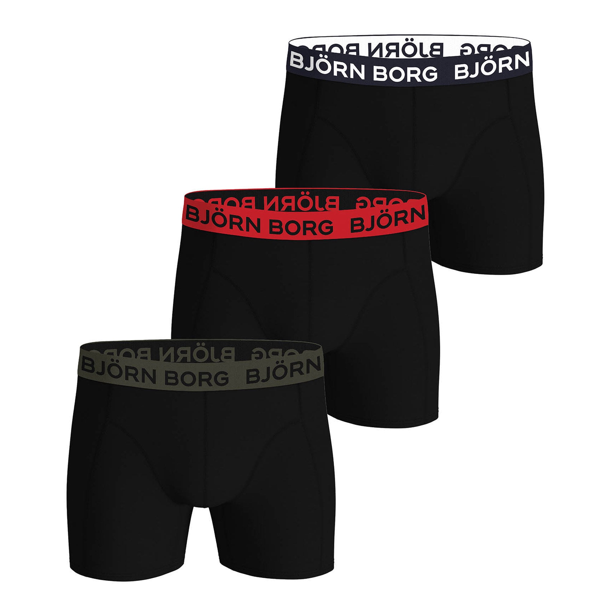 BJÖRN BORG Herren Boxershorts, 3er Pack - Cotton Stretch Trunks, Big Logo, Unterhose, Baumwolle