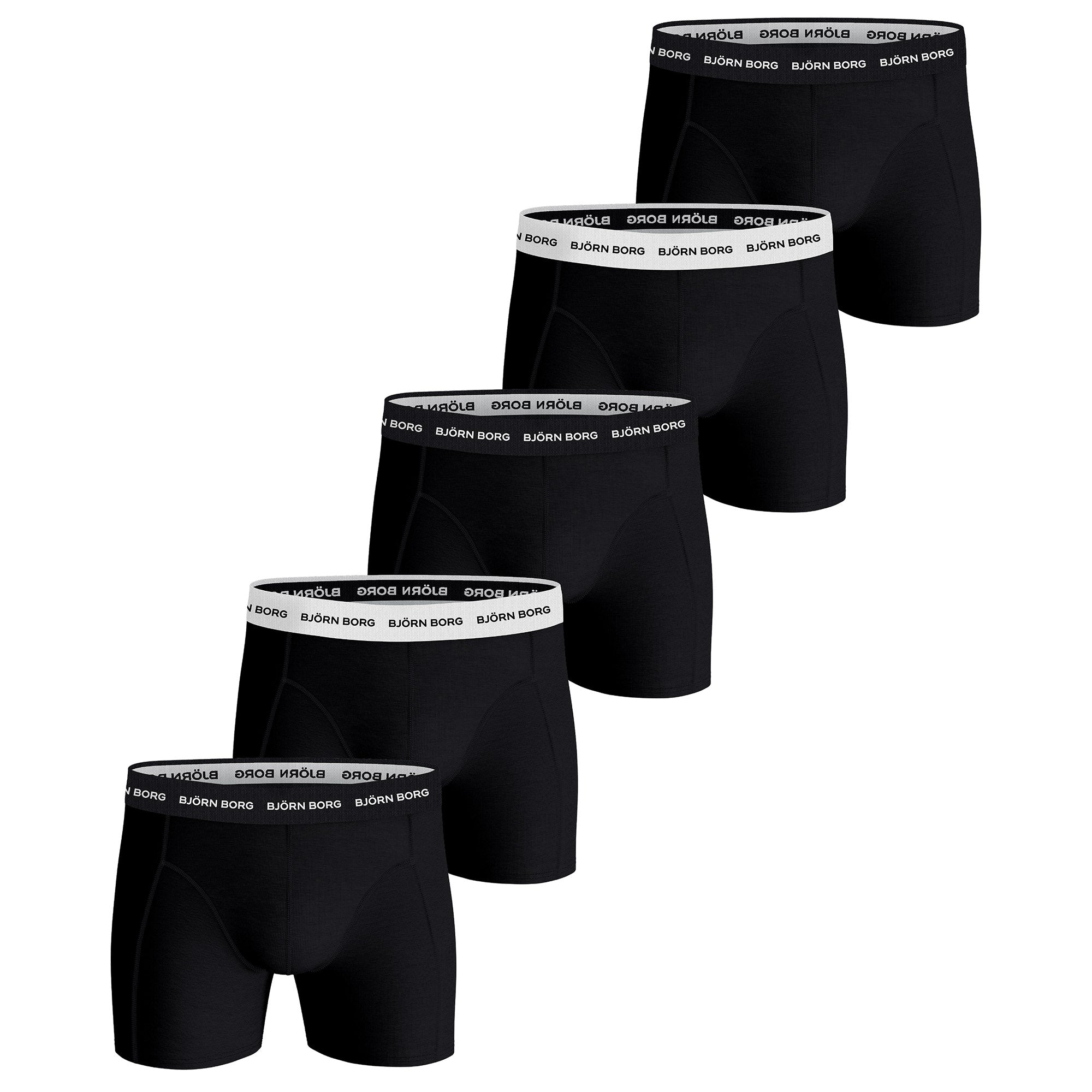 BJÖRN BORG Herren Boxershorts, 5er Pack - Cotton Stretch Trunks, Unterhose, Baumwolle, Logobund