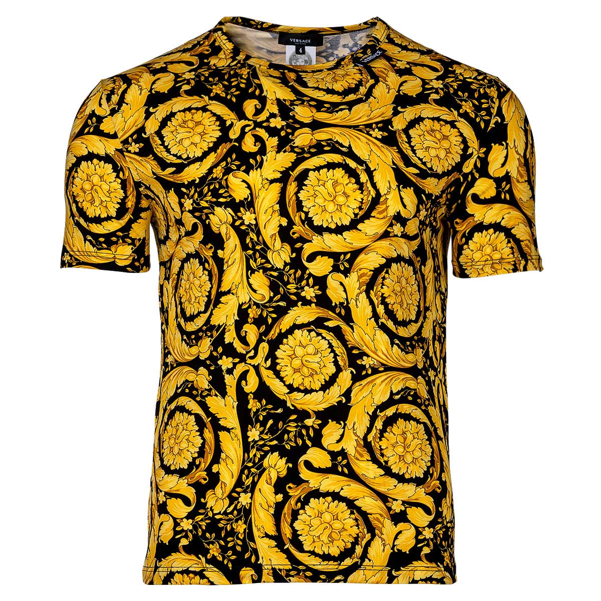 VERSACE Men's T-Shirt - BAROCCO, Undershirt, Crew Neck, Stretch Cotton, Barocco Pattern