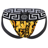 VERSACE Men's Jockstrap - Jocks, Tanga Briefs, Stretch Cotton, Barocco Pattern
