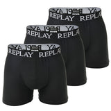REPLAY Herren Boxershorts, 3er Pack - Unterhosen, Baumwolle, Logo, einfarbig