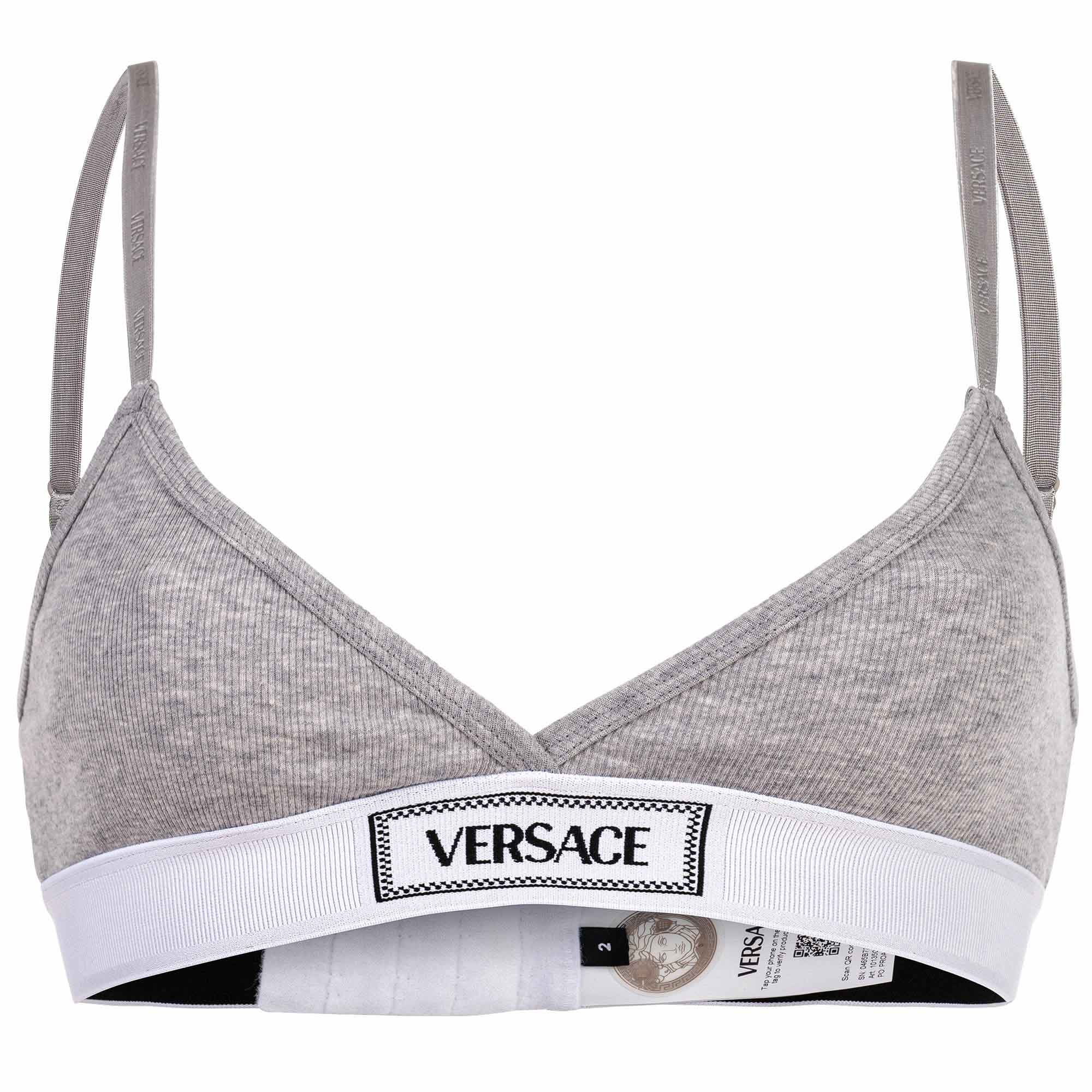 VERSACE Damen Bustier RIB - Triangel-Bralette, Rippstrick, Baumwoll-Stretch