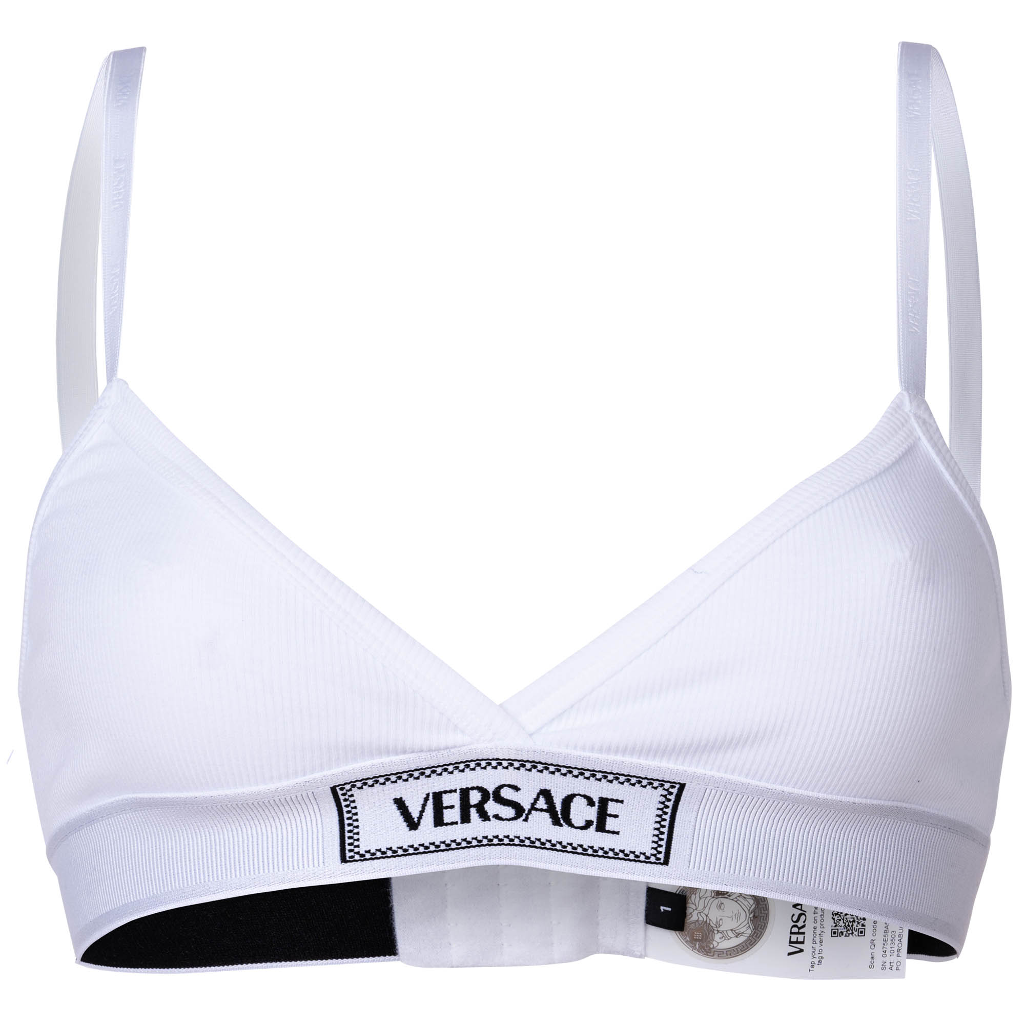 VERSACE Damen Bustier RIB - Triangel-Bralette, Rippstrick, Baumwoll-Stretch