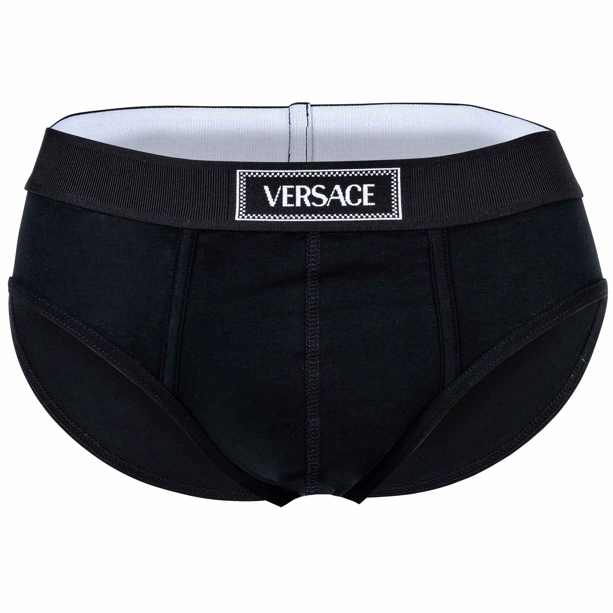 VERSACE Herren Slip - CANETE, Stretch Cotton, Logo, einfarbig