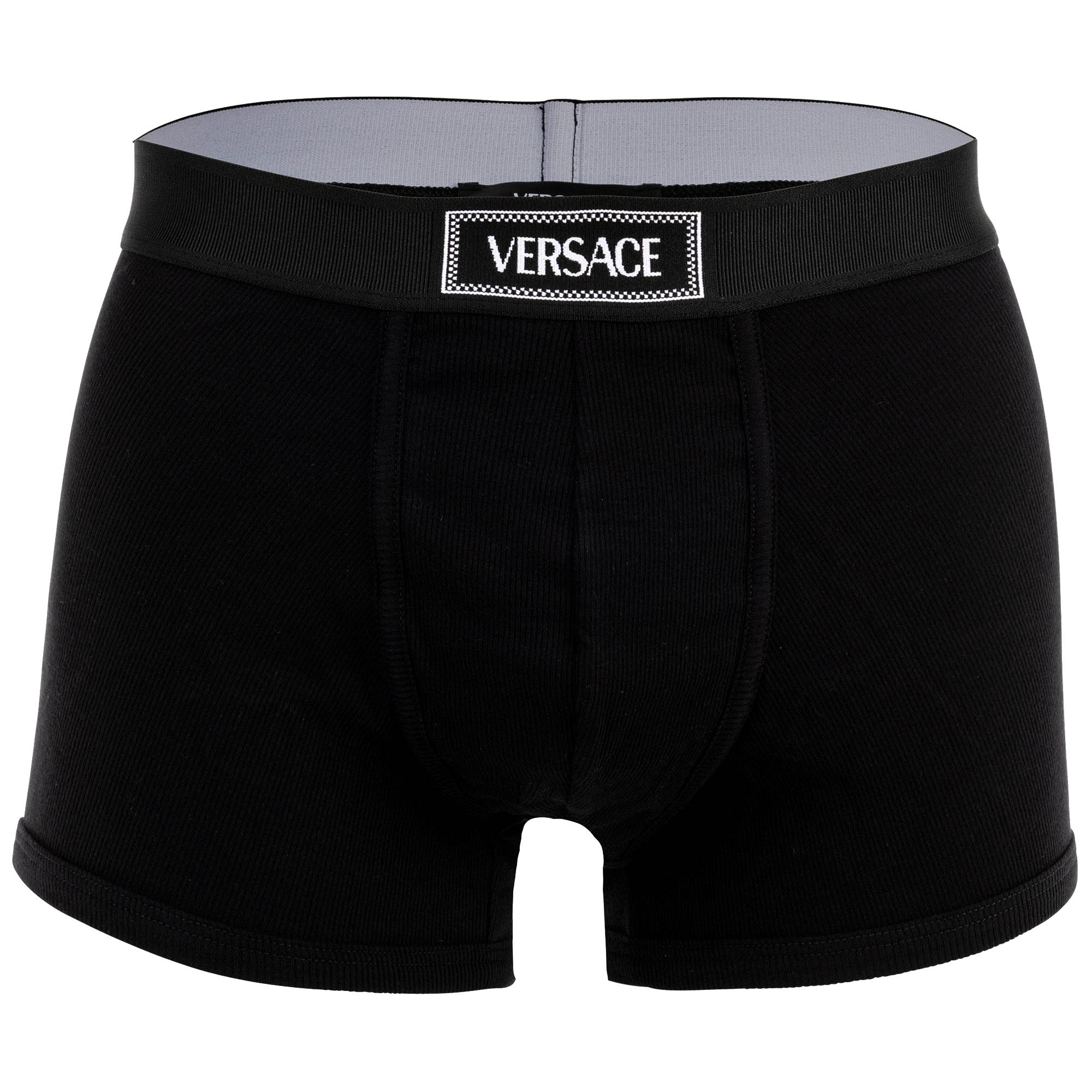 VERSACE Herren Boxershort - RIBBED, Short Trunk Tex Ribbed Cotton, Stretch Cotton, Logo