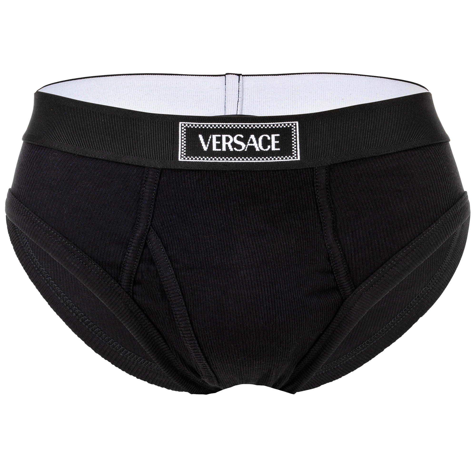 VERSACE Men's Briefs - RIBBED, Brief Tex Ribbed Cotton, Stretch Cotton, Logo
