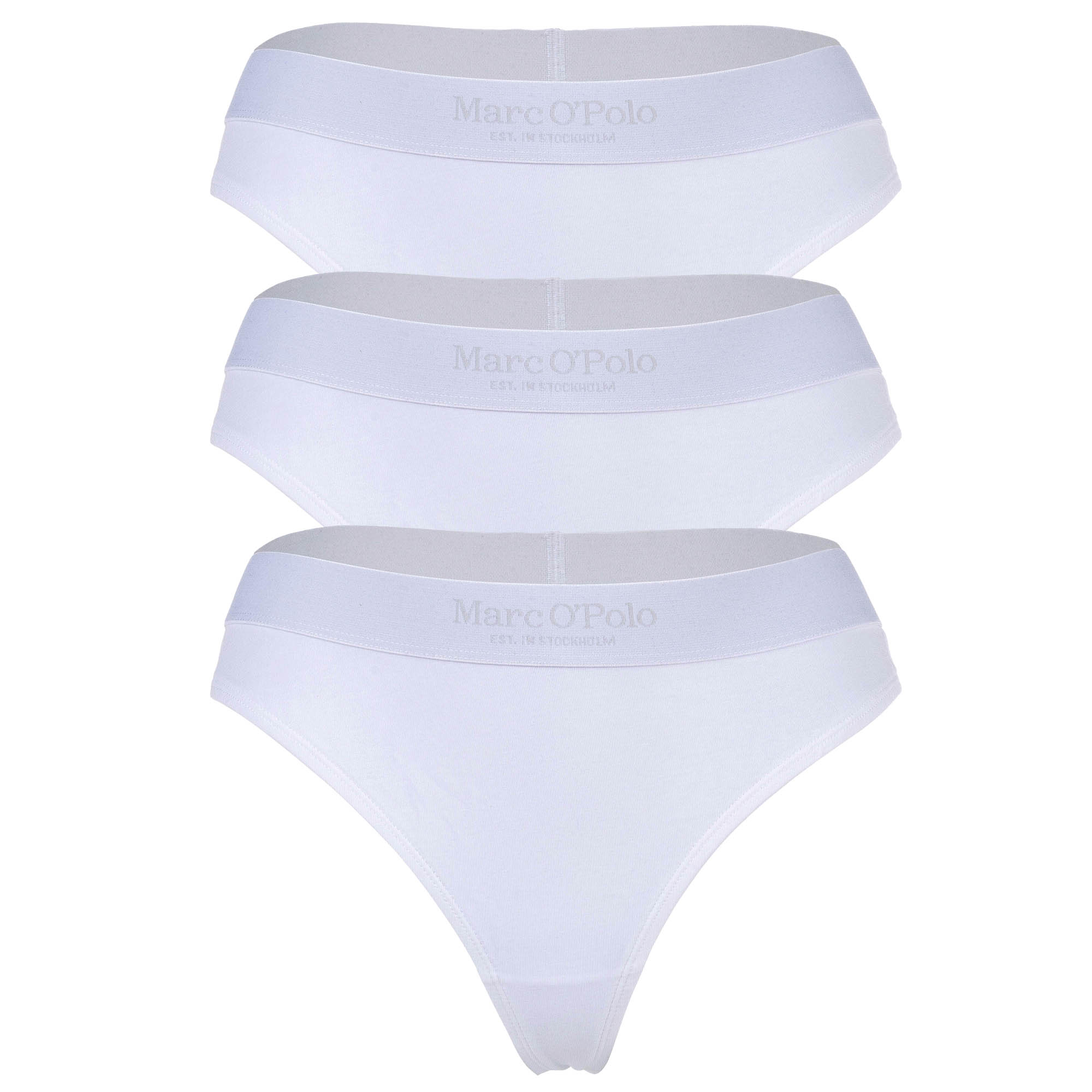 Marc O Polo ladies' thongs, 3-pack - Logo waistband, Organic Cotton Stretch, Basic