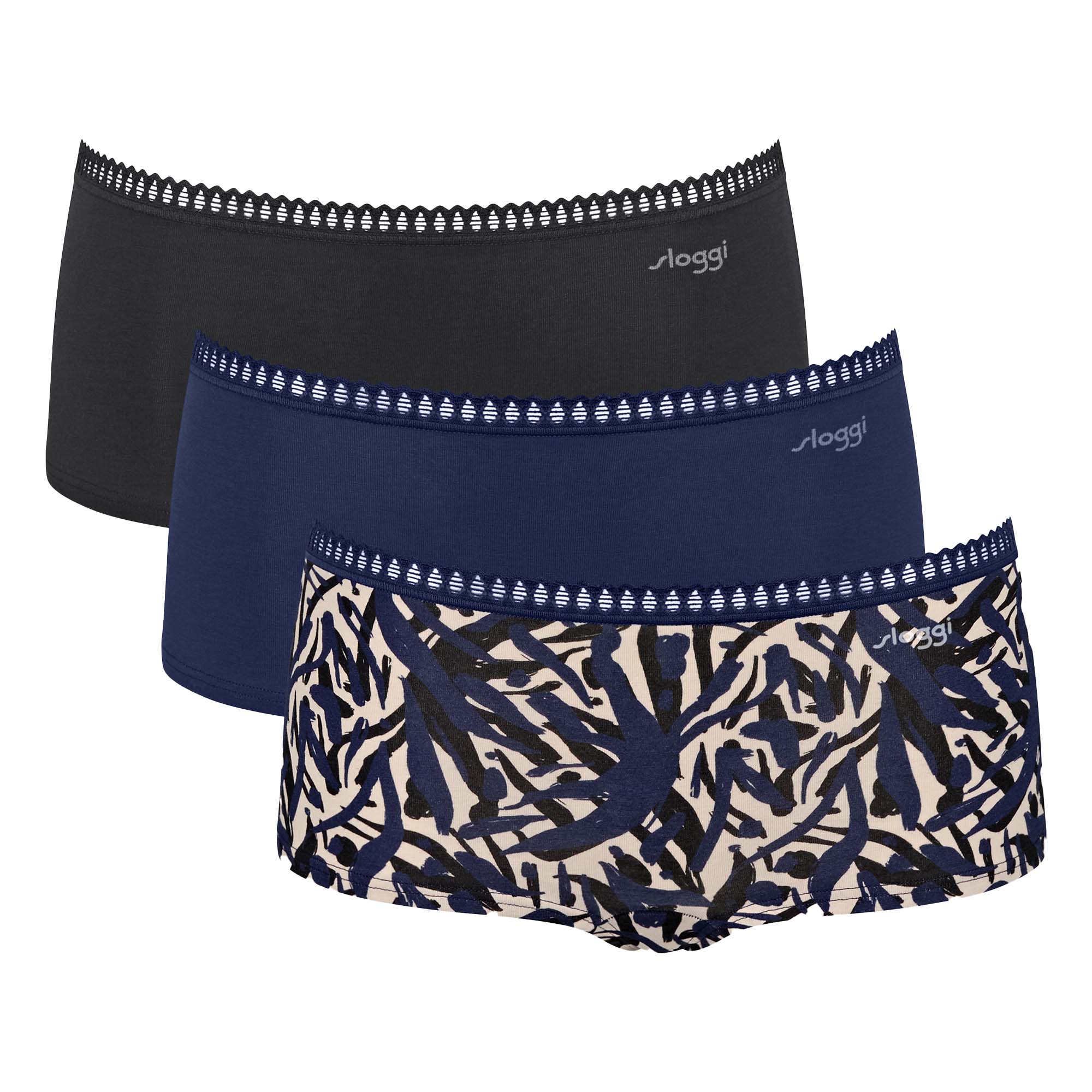 Sloggi Damen Pantys, 3er Pack - GO Crush Short C3P, Unterhose, Stretch-Baumwolle