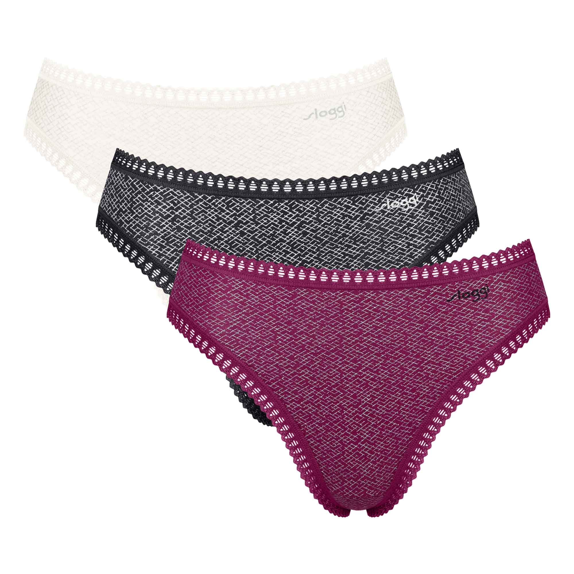 Sloggi Damen Slips, 3er Pack - GO Crush High Leg C3P, Unterhose, Stretch-Baumwolle