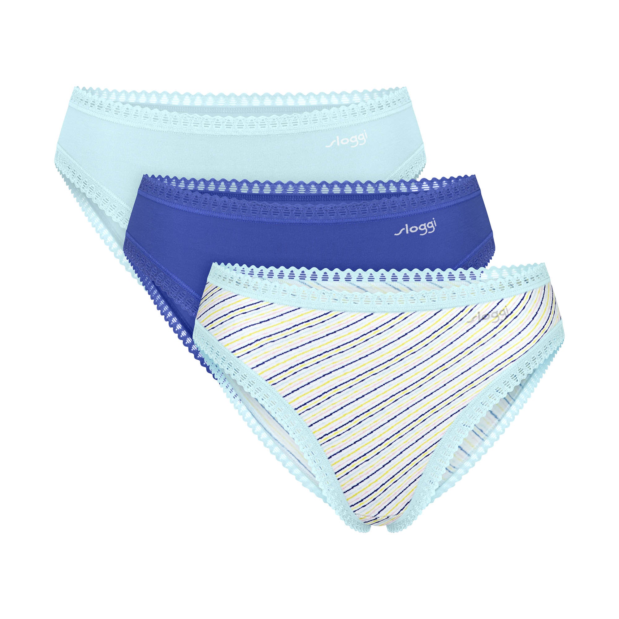 Sloggi Damen Slips, 3er Pack - GO Crush High Leg C3P, Unterhose, Stretch-Baumwolle