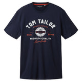 TOM TAILOR Men's T-shirt – Logo T-shirt, crew neck, regular fit, cotton, print