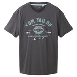 TOM TAILOR Men's T-shirt – Logo T-shirt, crew neck, regular fit, cotton, print