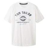 TOM TAILOR Men's T-shirt – Logo T-shirt, crew neck, regular fit, cotton, print