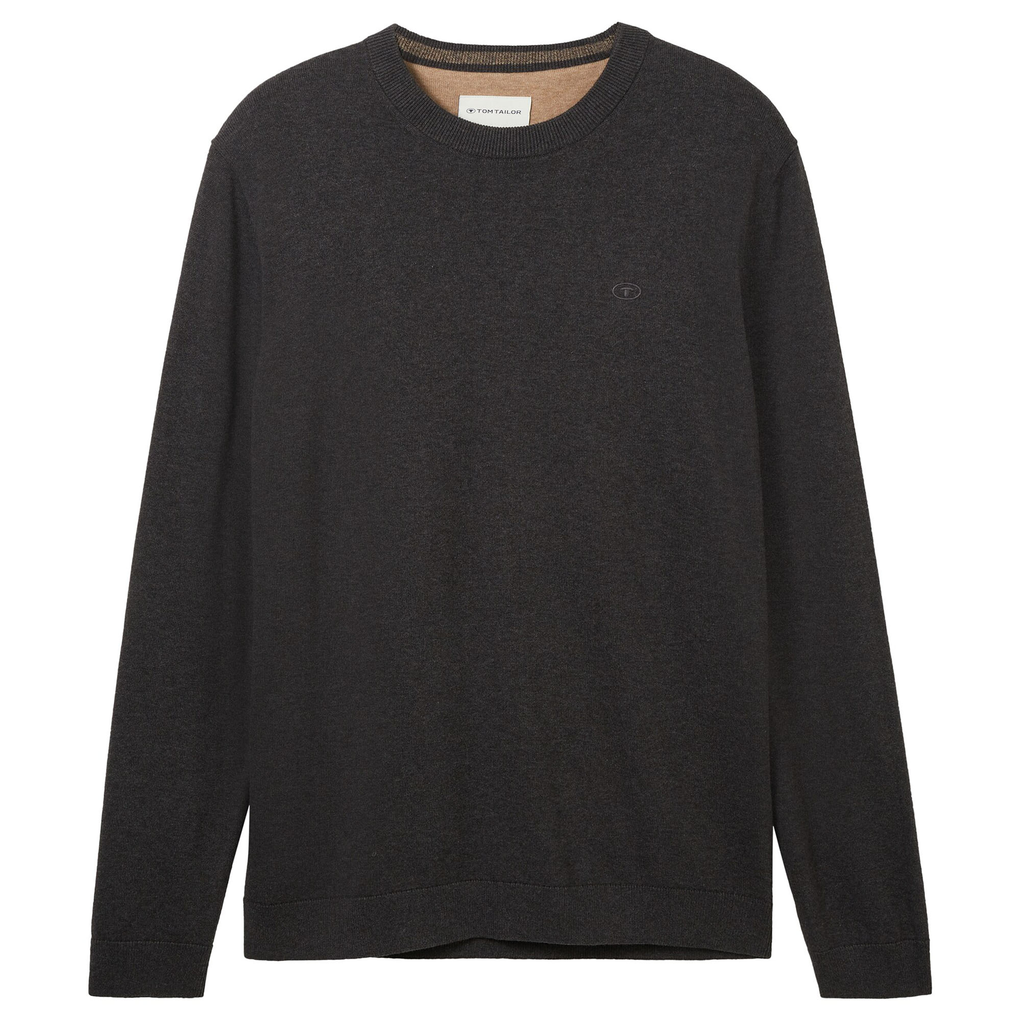 TOM TAILOR Men’s Knit Sweater - Basic Crewneck Knit, Fine Knit, Cotton, Regular Fit
