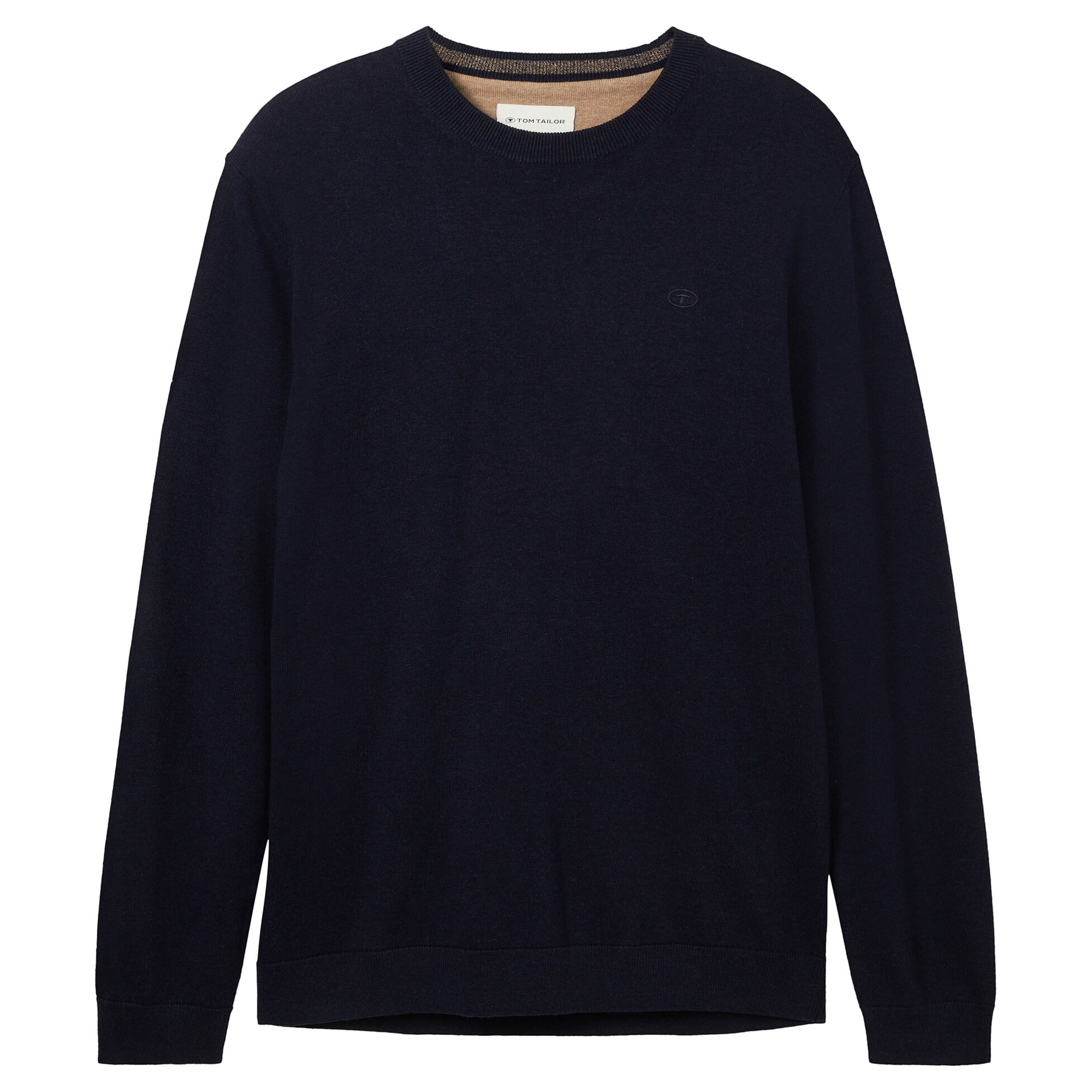 TOM TAILOR Men’s Knit Sweater - Basic Crewneck Knit, Fine Knit, Cotton, Regular Fit