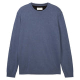 TOM TAILOR Men’s Knit Sweater - Basic Crewneck Knit, Fine Knit, Cotton, Regular Fit