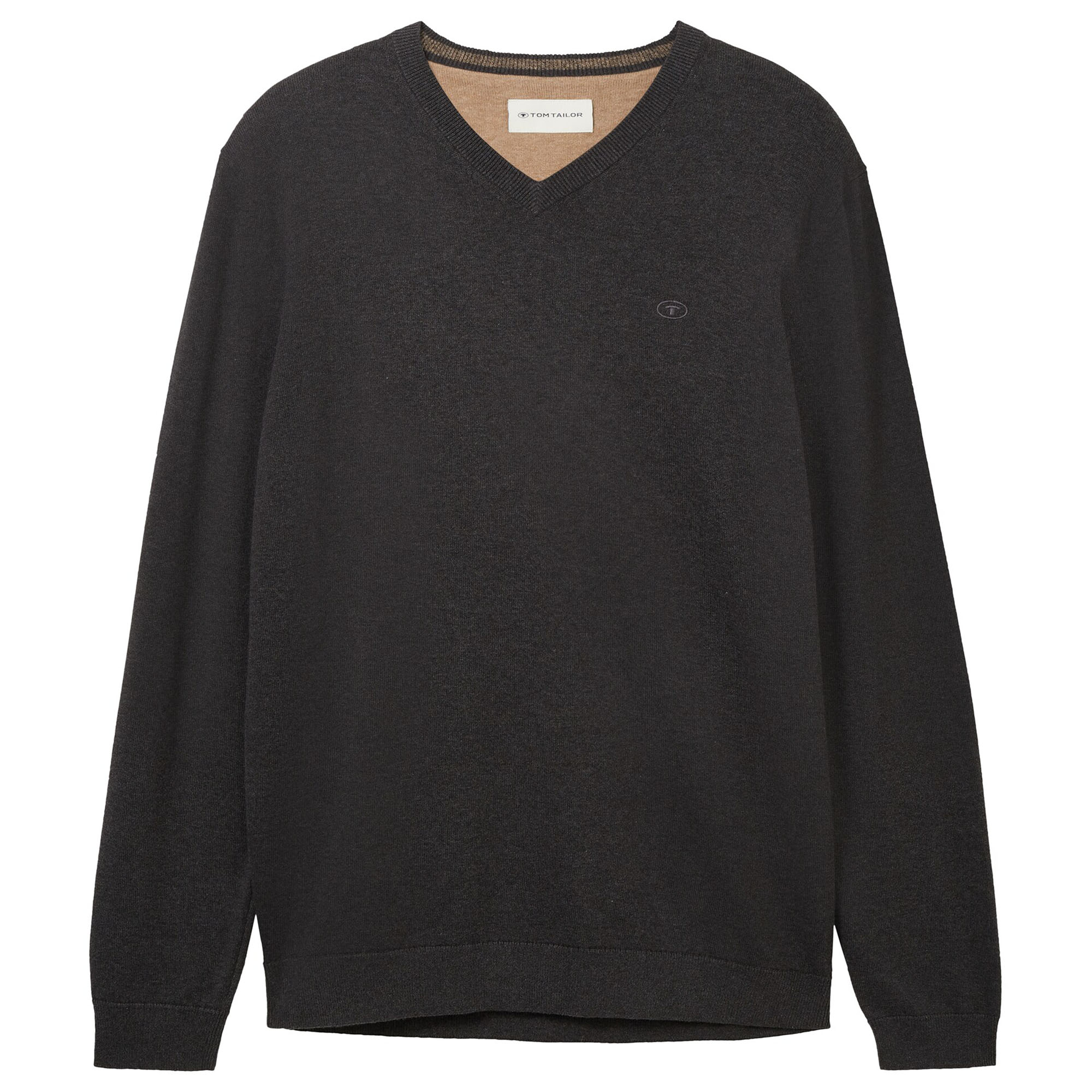 TOM TAILOR Men’s Knit Sweater - Basic V-Neck Knit, Fine Knit, Cotton, Regular Fit