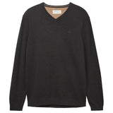 TOM TAILOR Men’s Knit Sweater - Basic V-Neck Knit, Fine Knit, Cotton, Regular Fit