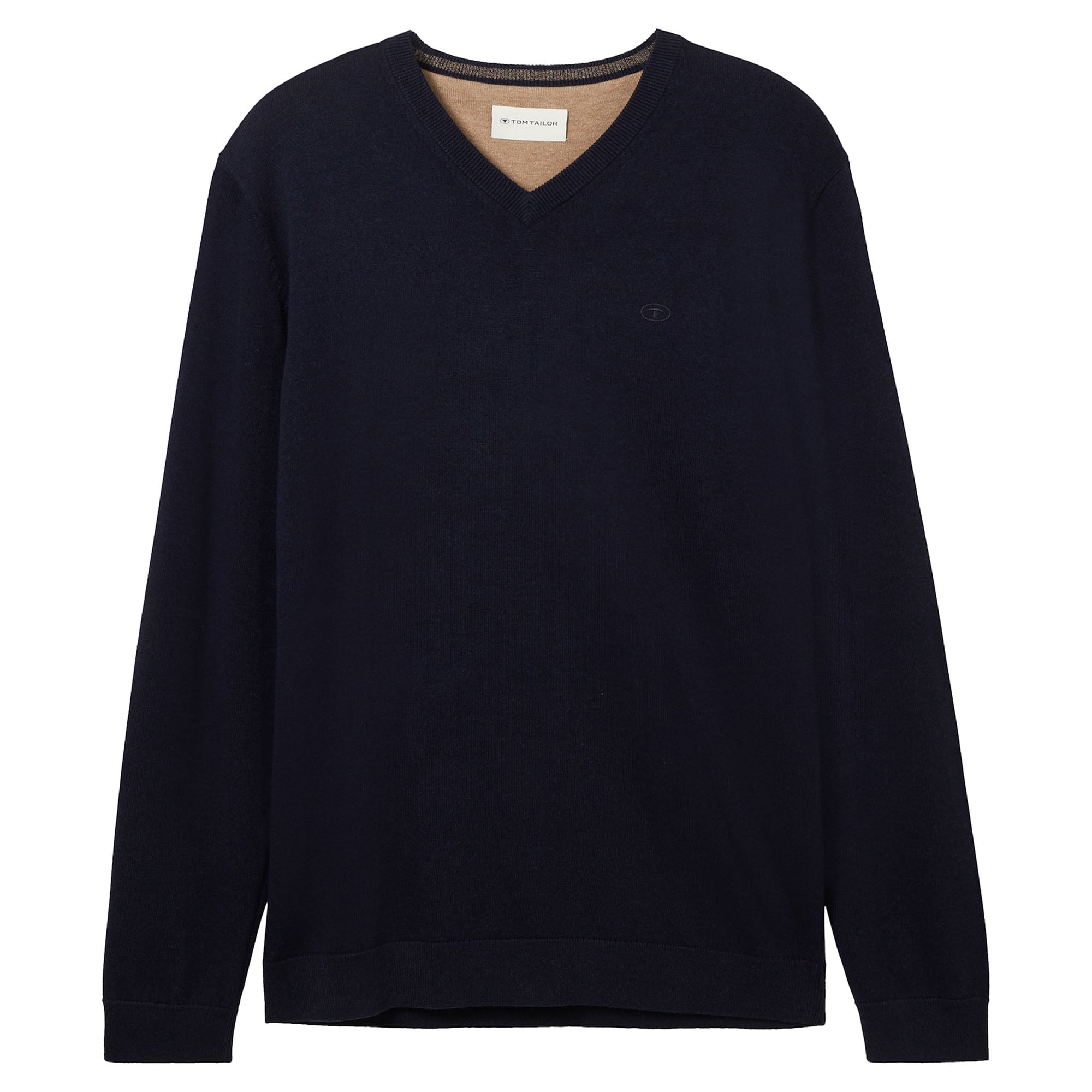 TOM TAILOR Men’s Knit Sweater - Basic V-Neck Knit, Fine Knit, Cotton, Regular Fit