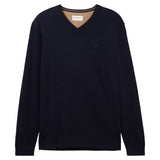 TOM TAILOR Men’s Knit Sweater - Basic V-Neck Knit, Fine Knit, Cotton, Regular Fit