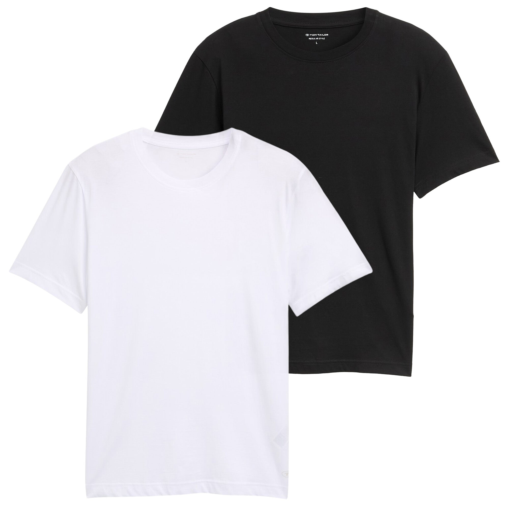 TOM TAILOR Herren T-Shirt, 2er Pack - Double Pack Crew Neck Tee, Rundhals, Regular Fit, Baumwolle