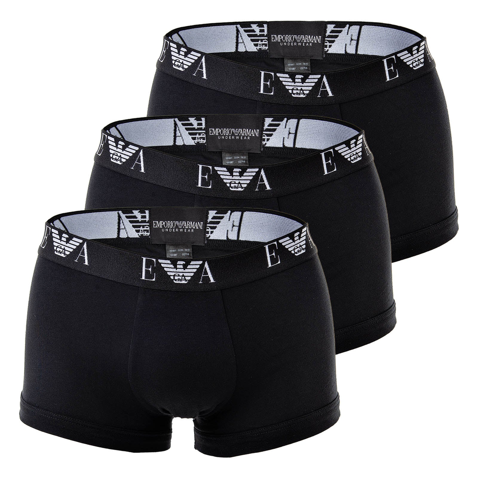 EMPORIO ARMANI Herren Shorts 3er Pack - Trunks, Pants, Unterwäsche, Stretch Cotton