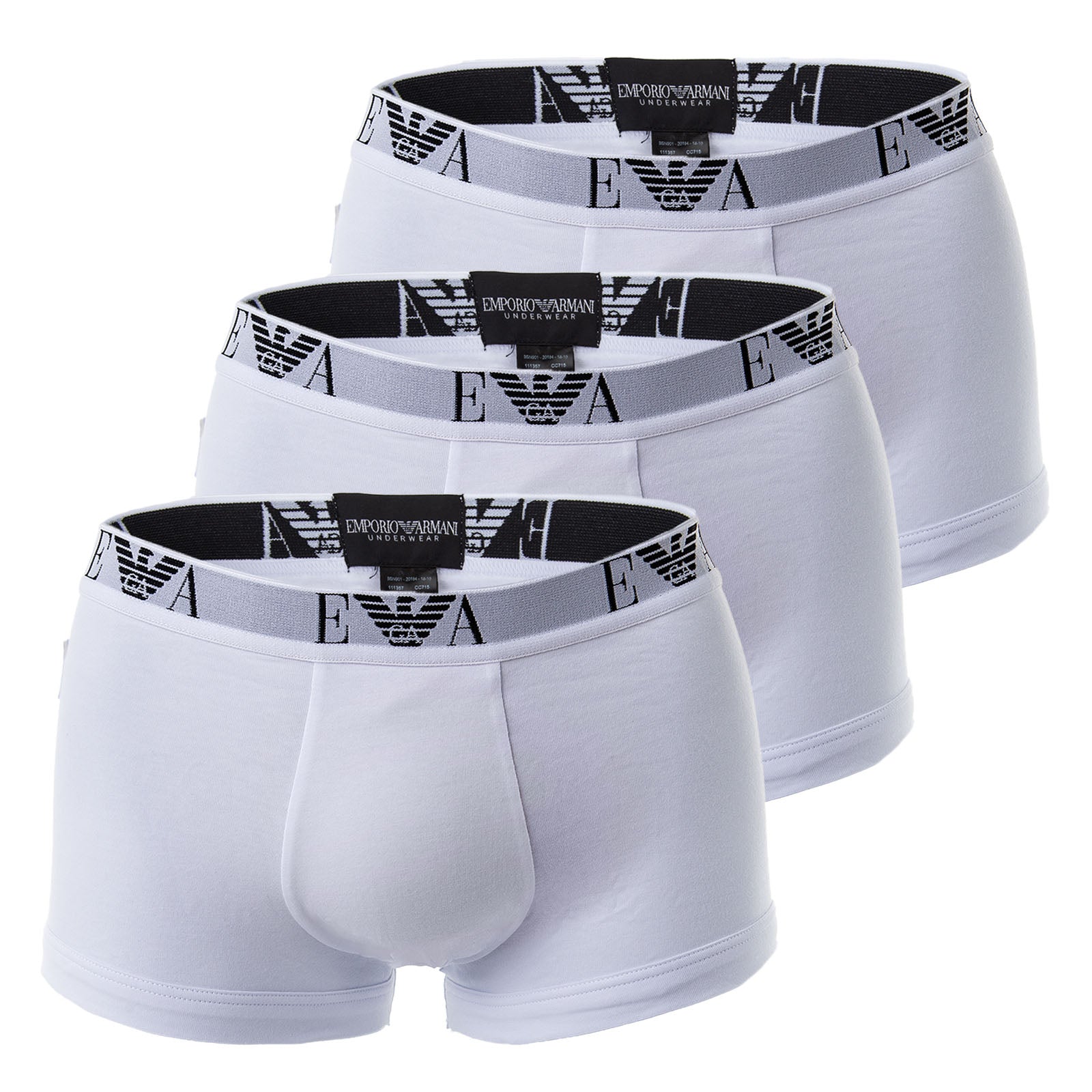 EMPORIO ARMANI Herren Shorts 3er Pack - Trunks, Pants, Unterwäsche, Stretch Cotton