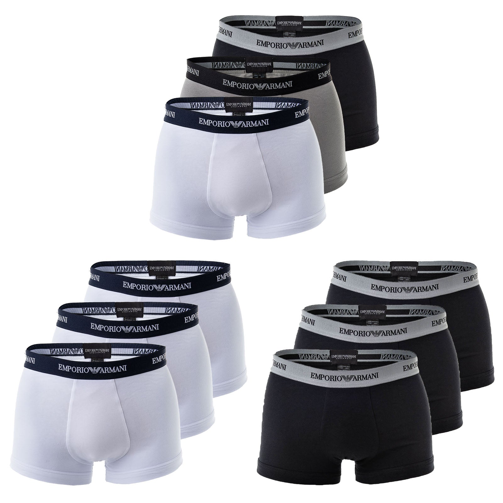 EMPORIO ARMANI Men's Boxershorts 3-Pack - Basic Pants, Cotton Stretch, white