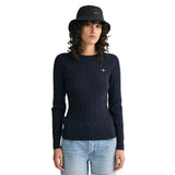 GANT Damen Pullover - STRETCH COTTON CABLE C-NECK, Rundhals, Zopfstrick, Logo – 2/5