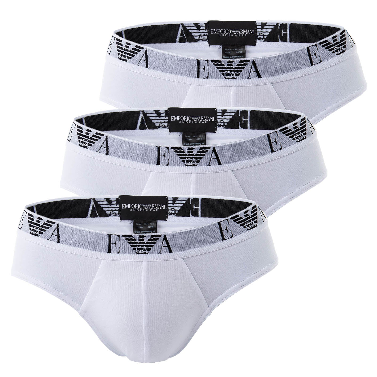 EMPORIO ARMANI Herren Slips 3er Pack - Briefs, Unterwäsche, Stretch Cotton