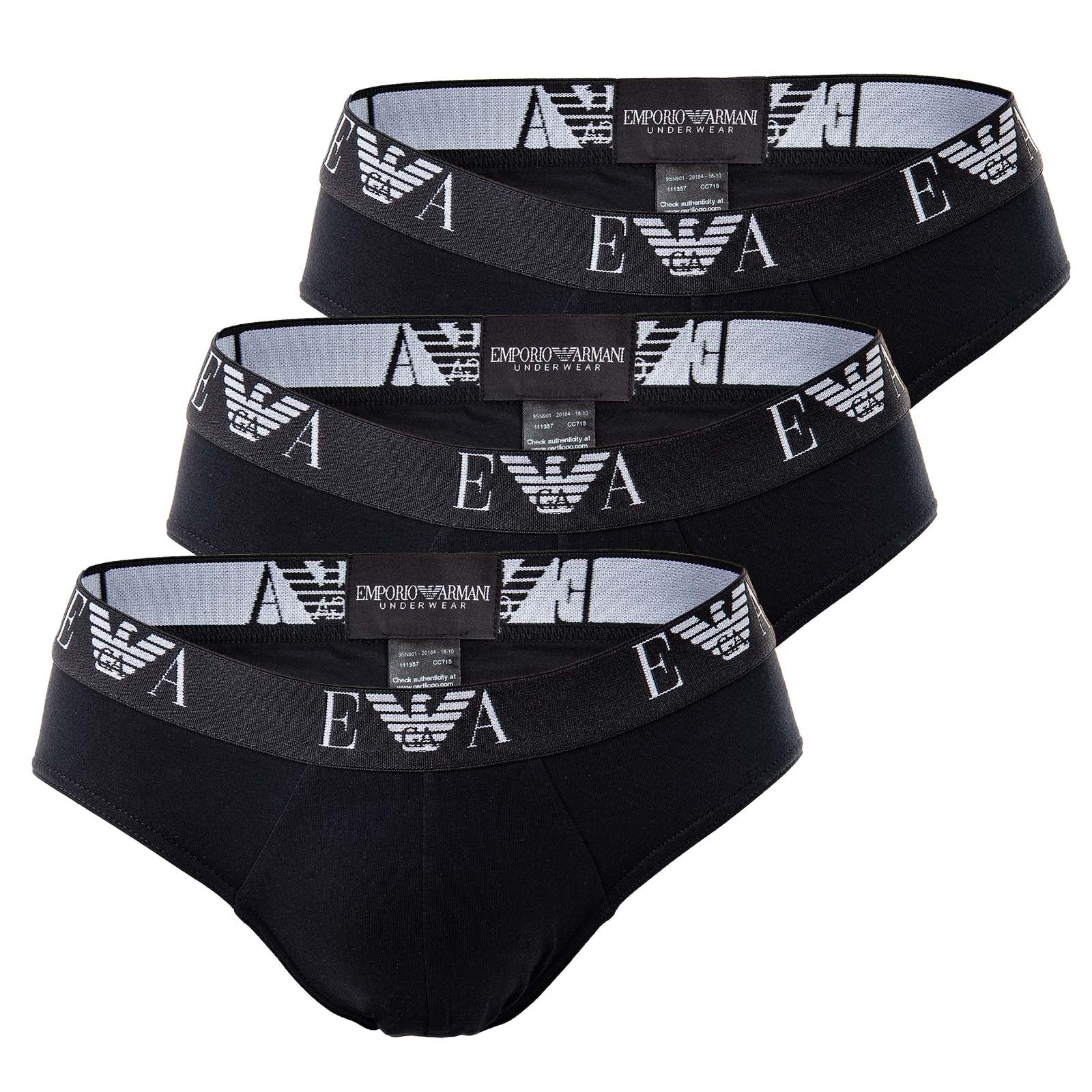 EMPORIO ARMANI Herren Slips 3er Pack - Briefs, Unterwäsche, Stretch Cotton