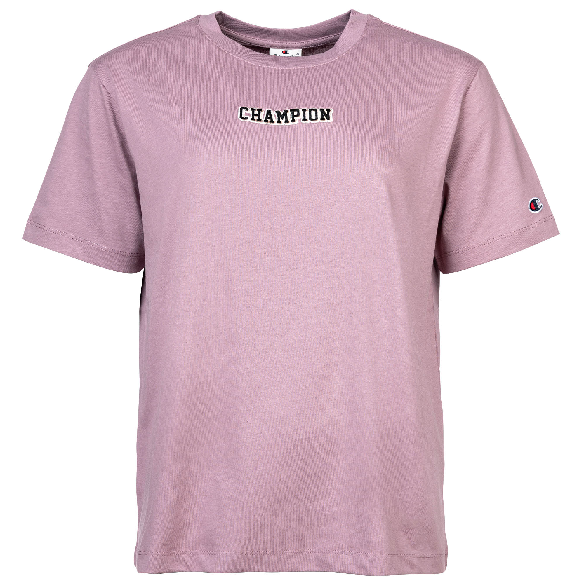 Champion Damen T-Shirt - Crewneck, Rundhals, Kurzarm, Baumwolle, Logo, einfarbig